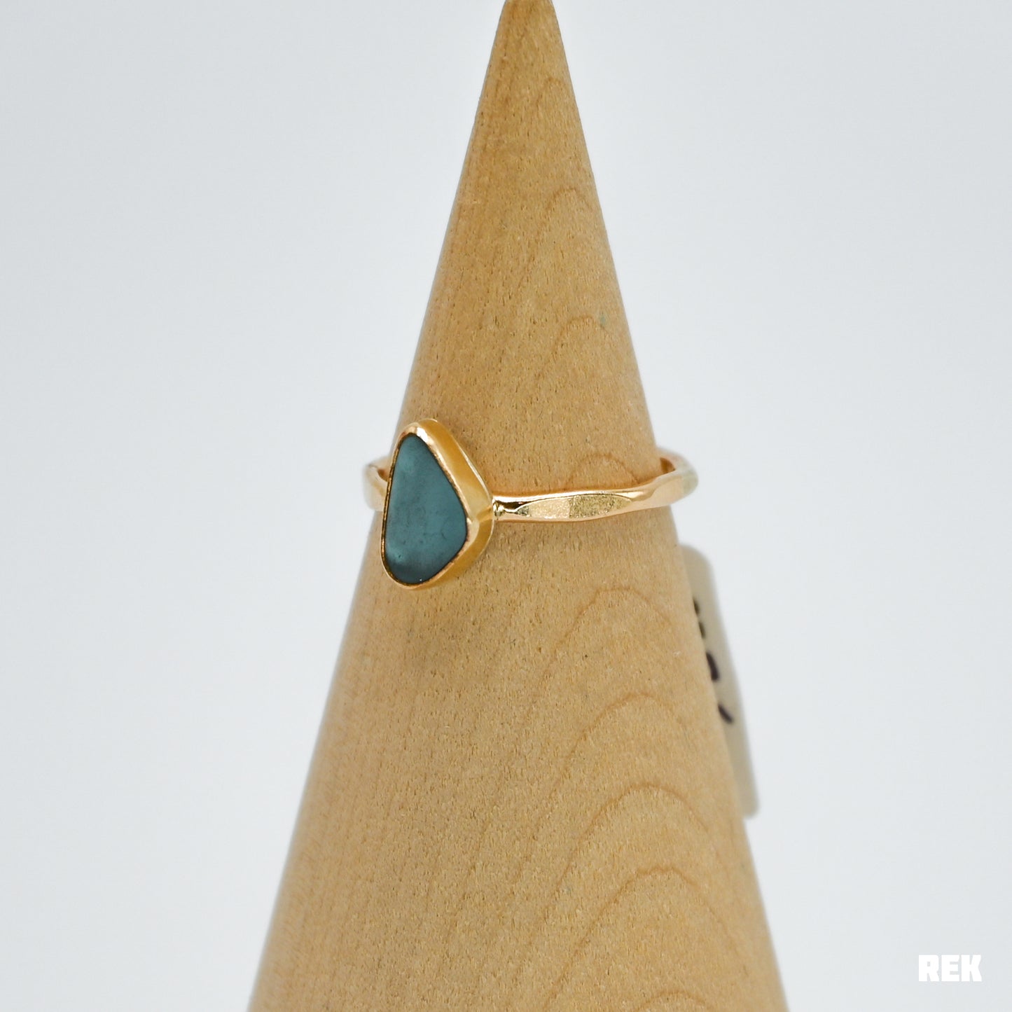 Gold fill aqua sea glass size 7.5