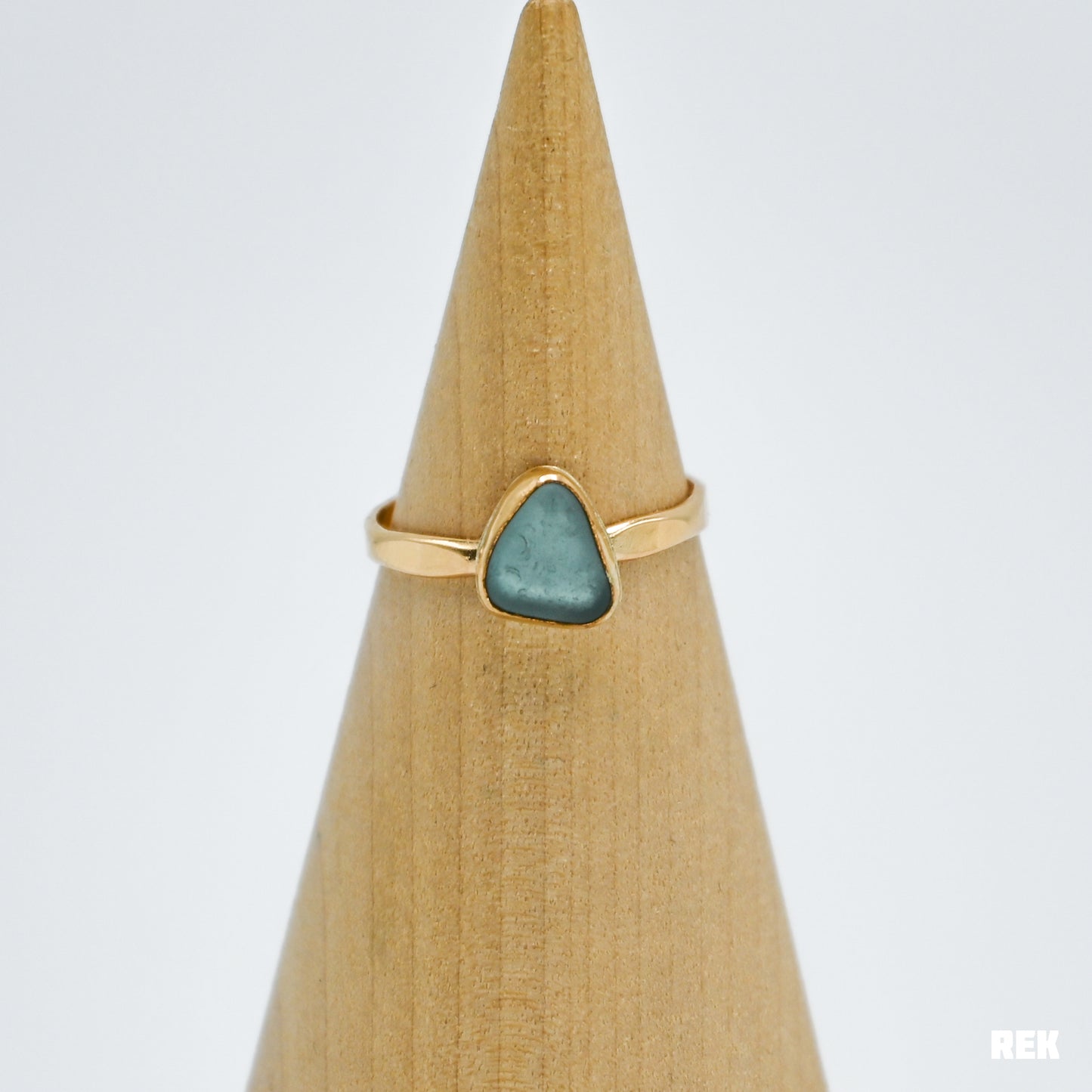 Gold fill Aqua sea glass size 7