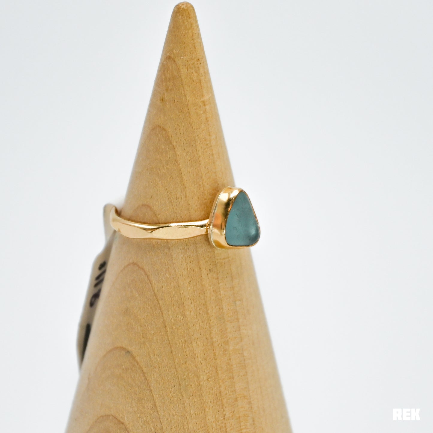 Gold fill Aqua sea glass size 7