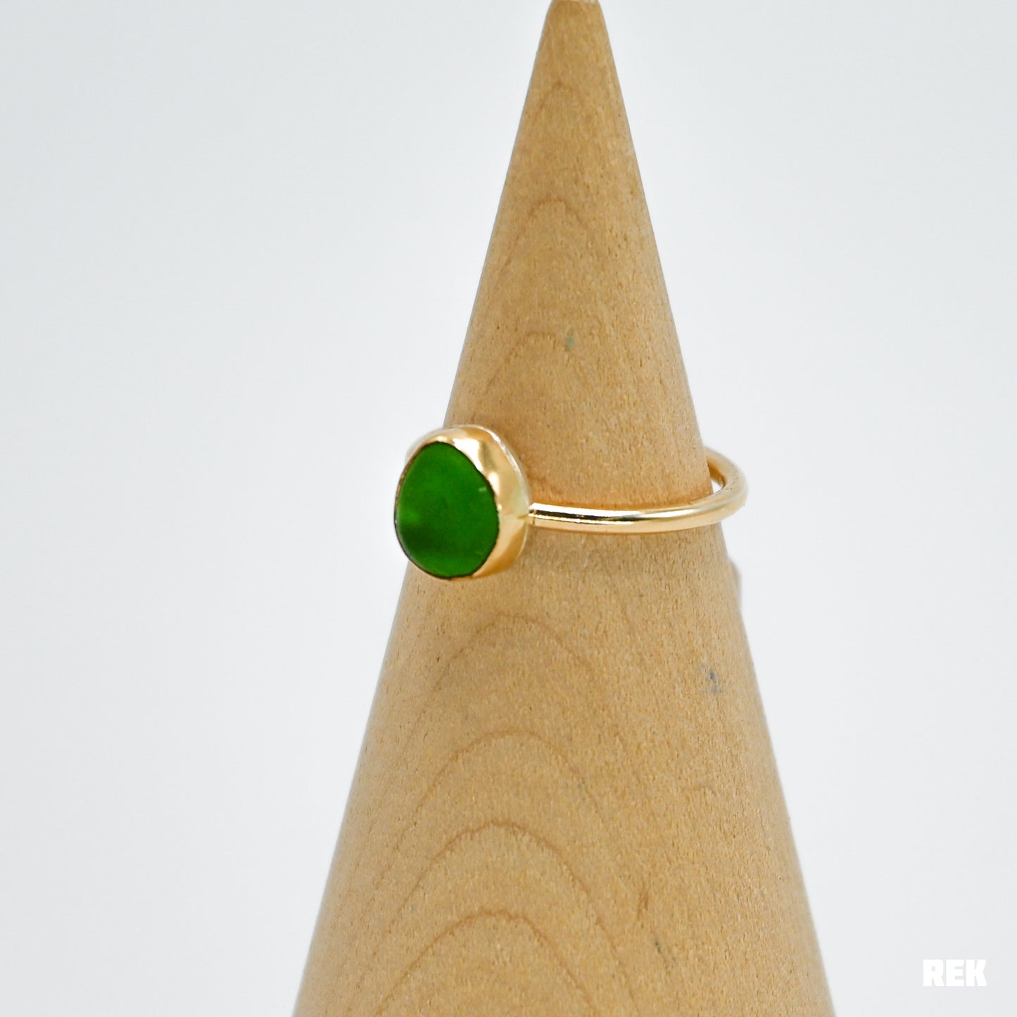Gold fill green sea glass size 6.5