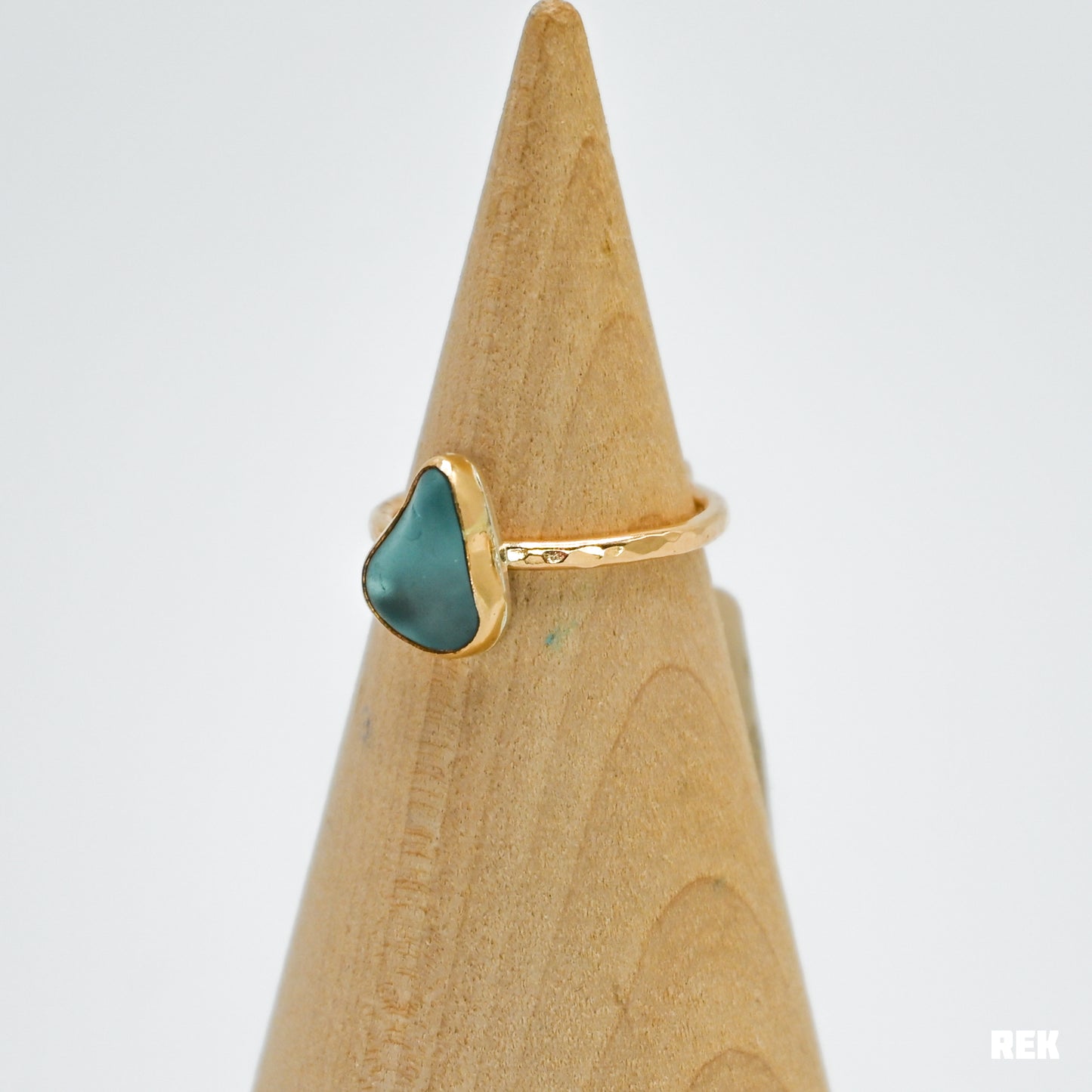 Gold fill aqua sea glass size 6.25