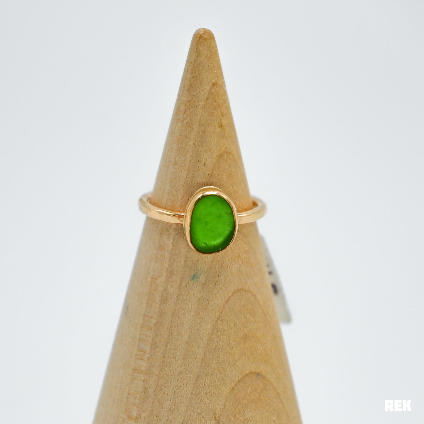 Gold fill green sea glass size 4.5