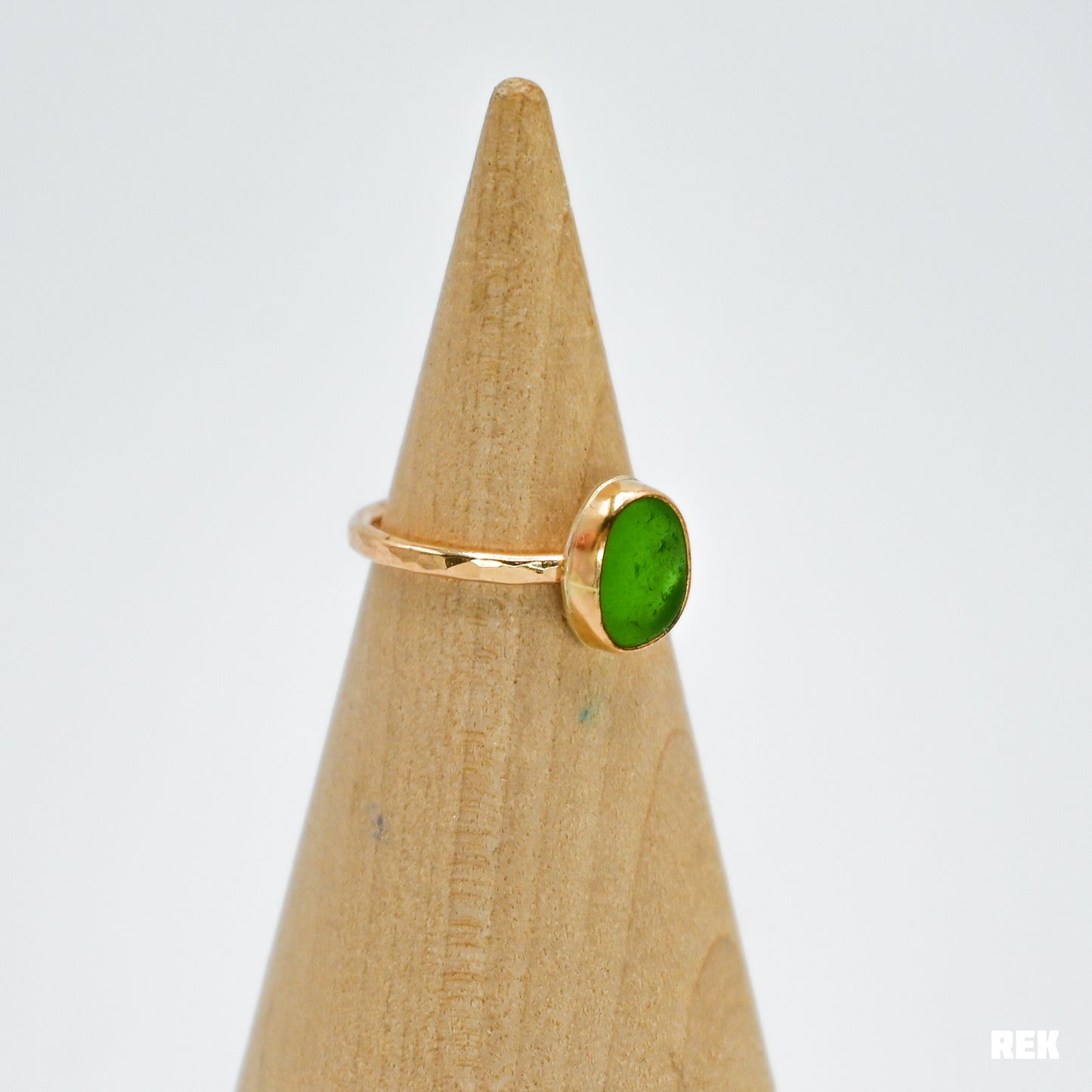Gold fill green sea glass size 4.5