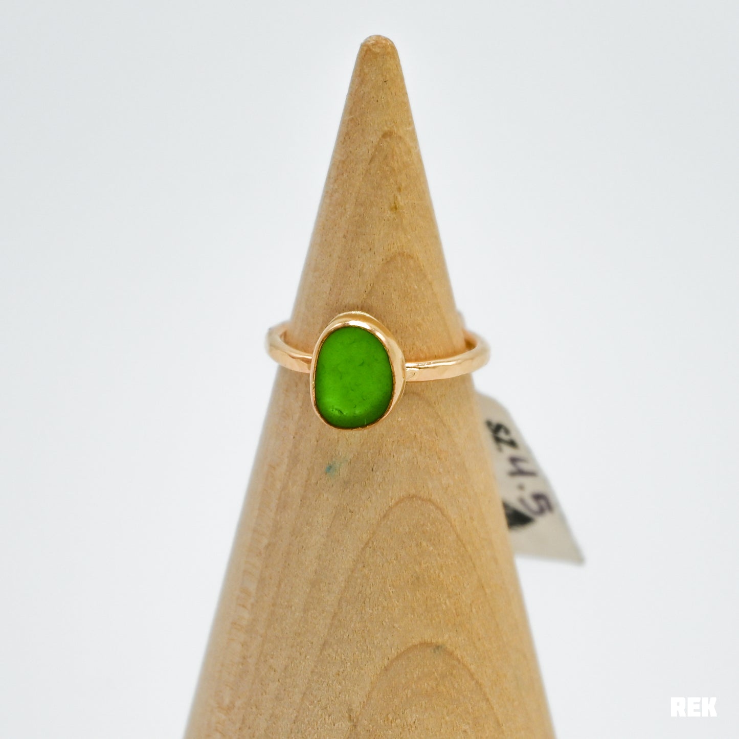 Gold fill green sea glass size 4.5