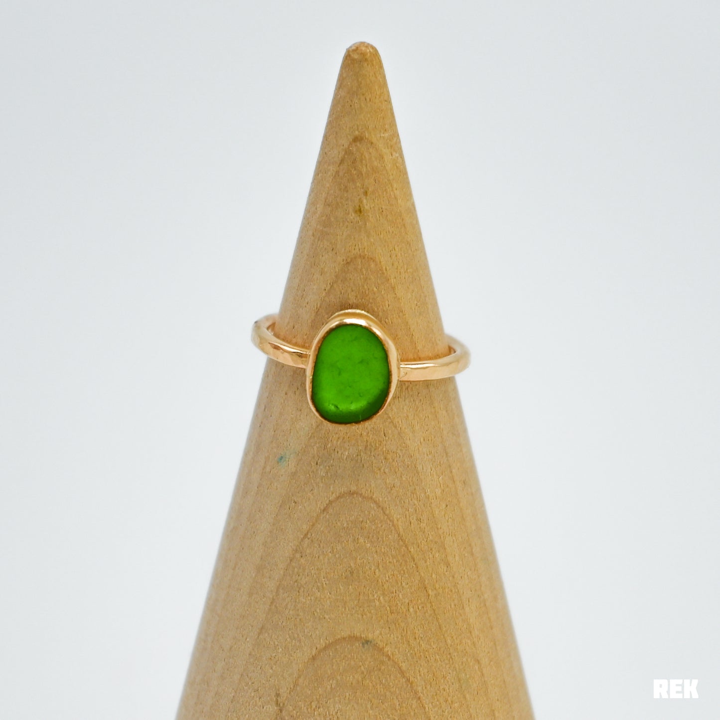Gold fill green sea glass size 4.5