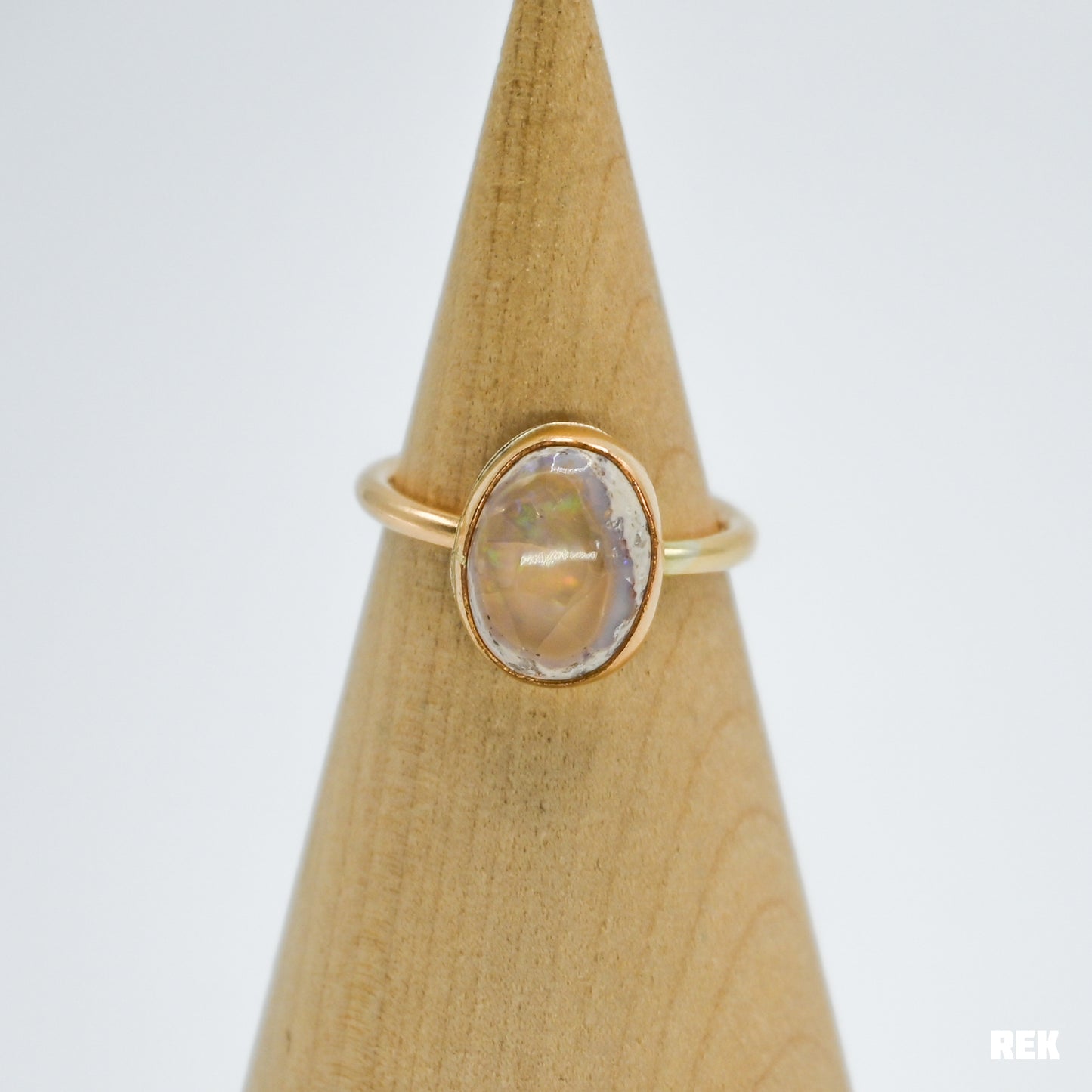 Gold fill Mexican fire opal size 8