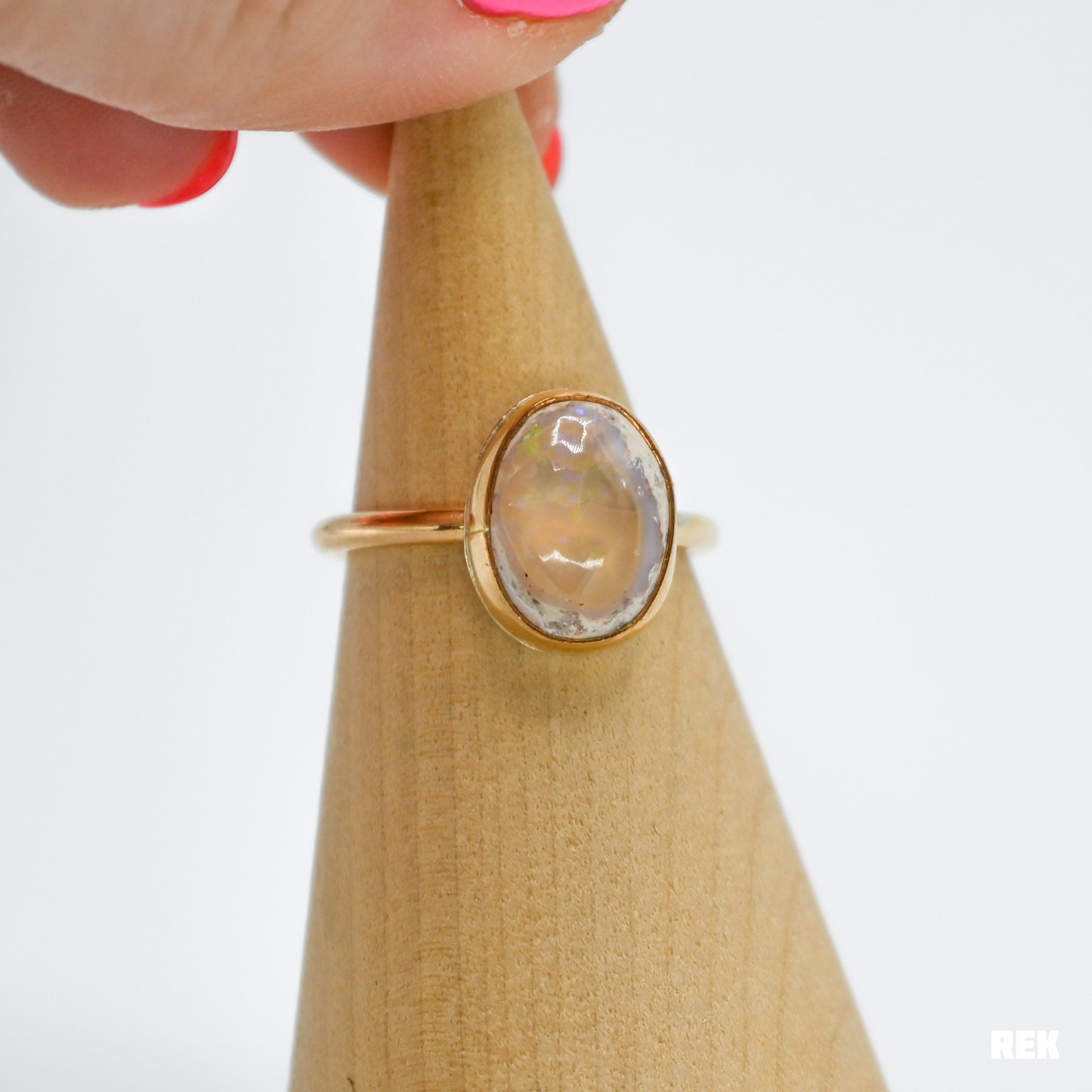 Gold fill Mexican fire opal size 8