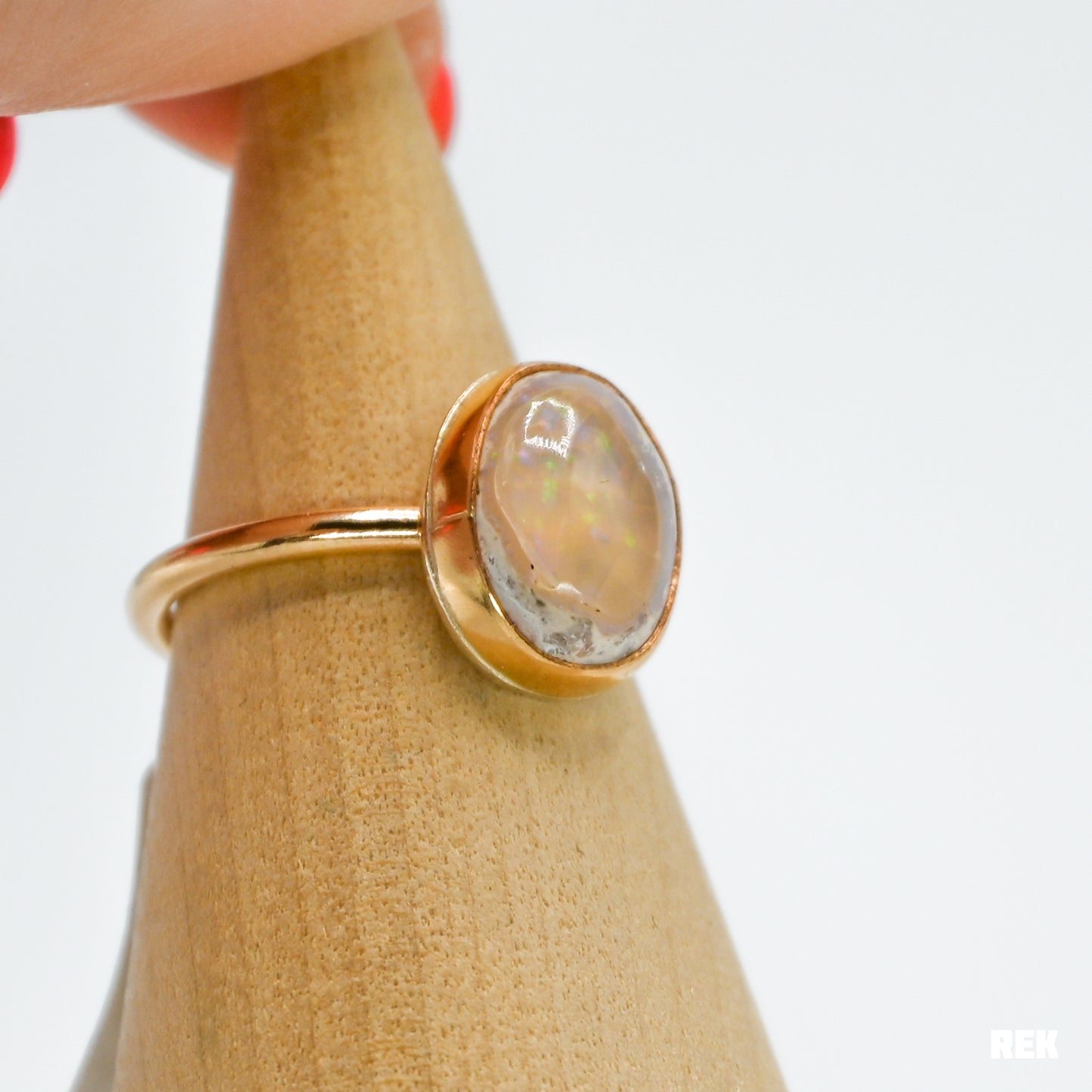 Gold fill Mexican fire opal size 8