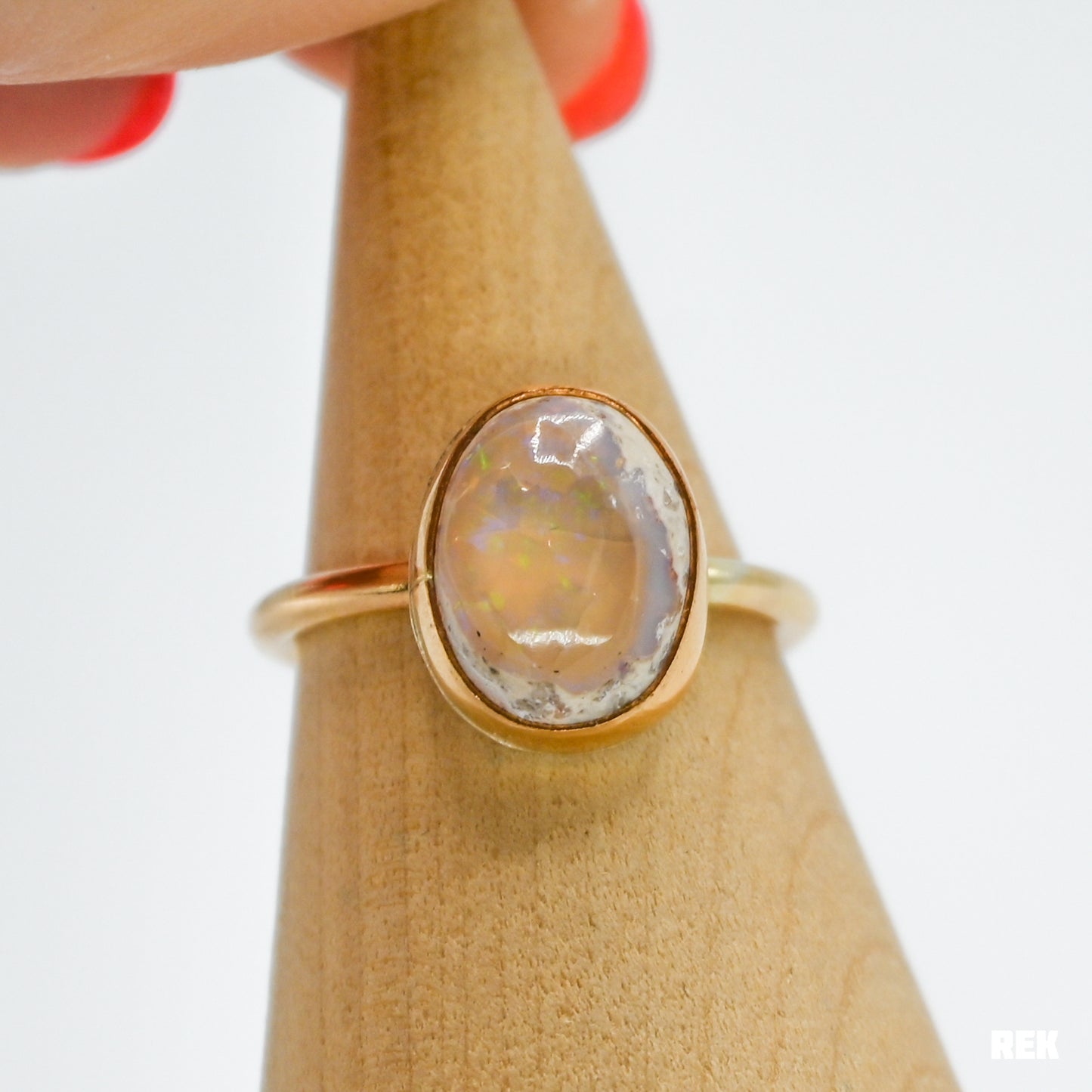 Gold fill Mexican fire opal size 8