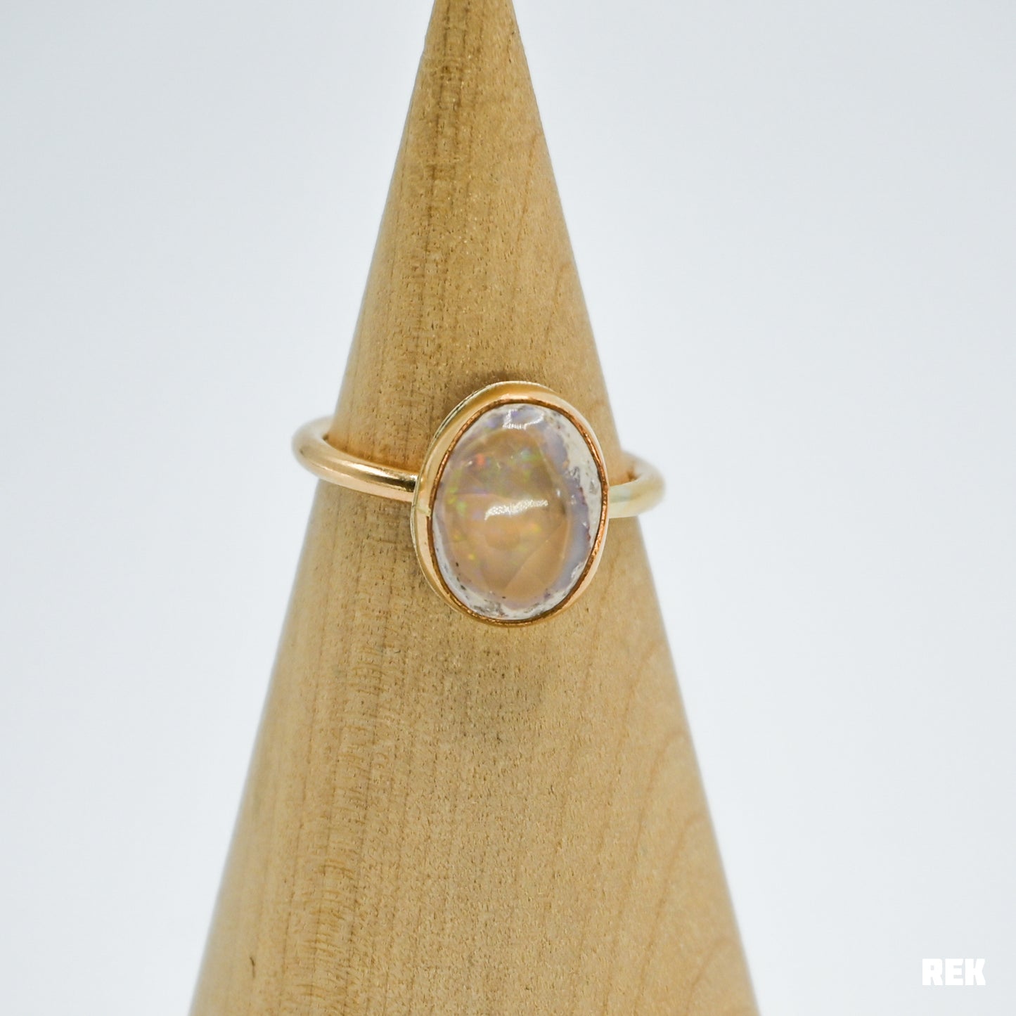 Gold fill Mexican fire opal size 8