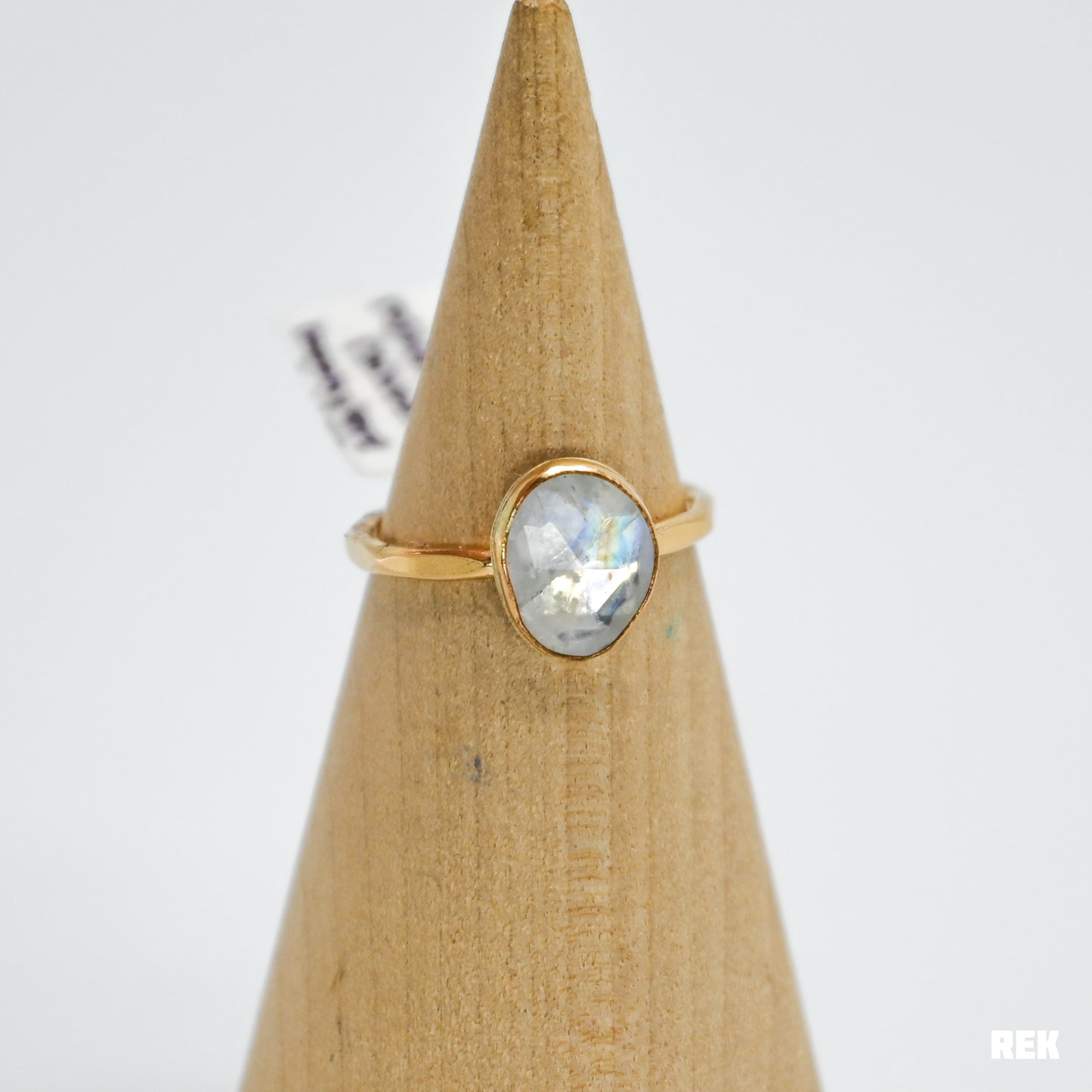 Gold fill rosecut rainbow moonstone size 6.75