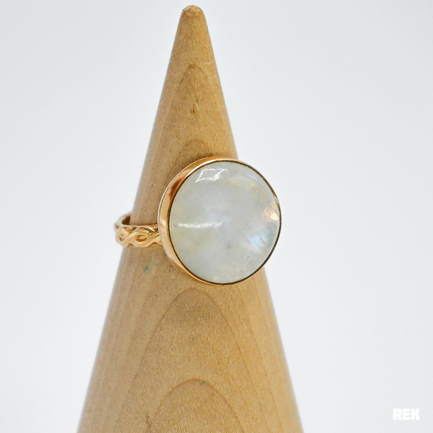 Gold fill large rainbow moonstone size 6.5