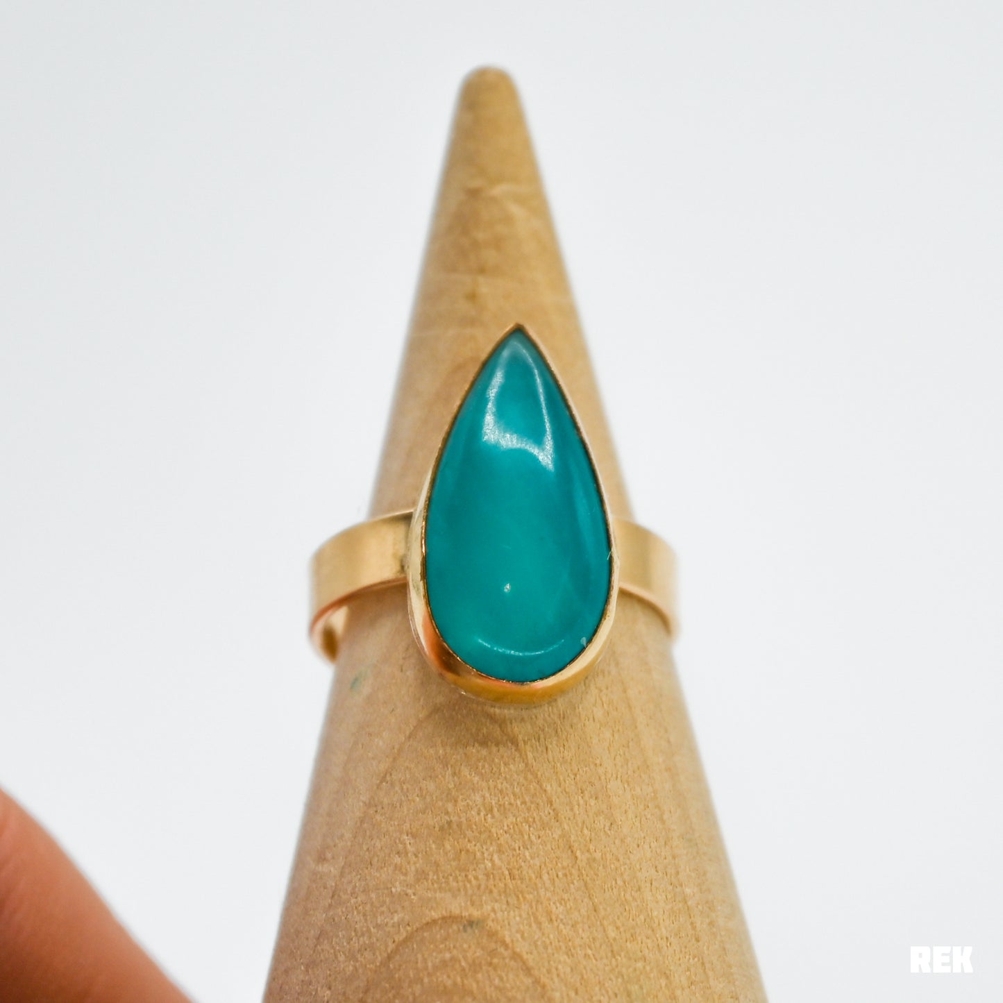 Gold fill large pear amazonite size 7