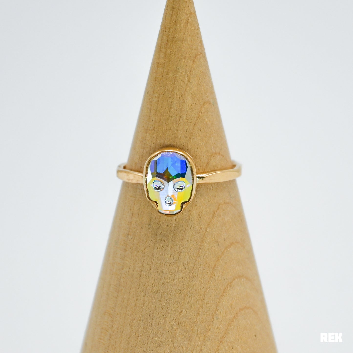 Gold fill swarovski skull size 8