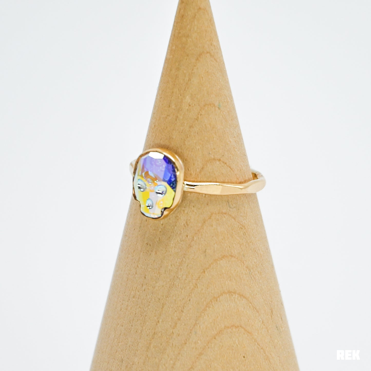 Gold fill swarovski skull size 8