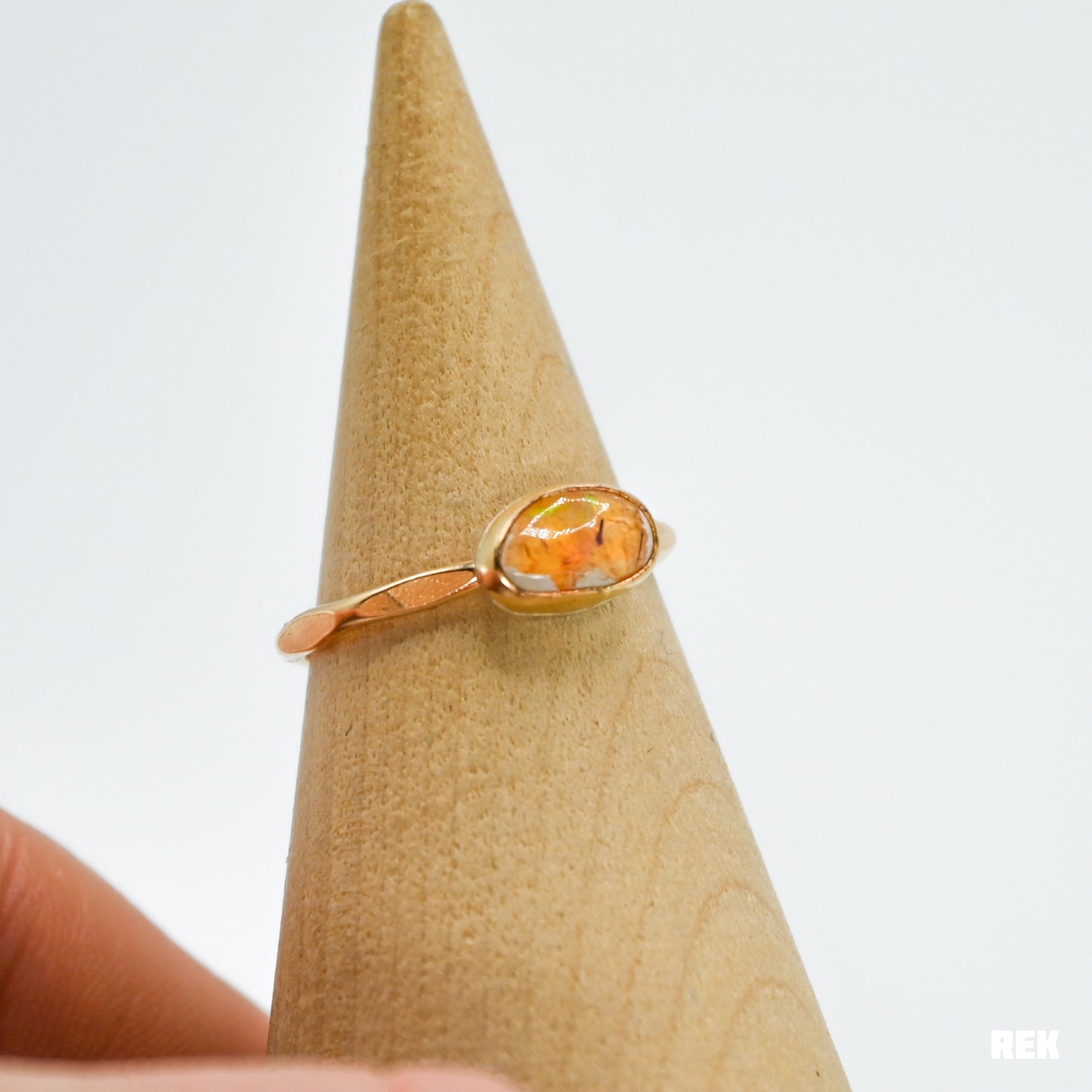 Gold fill Mexican fire opal size 7.25
