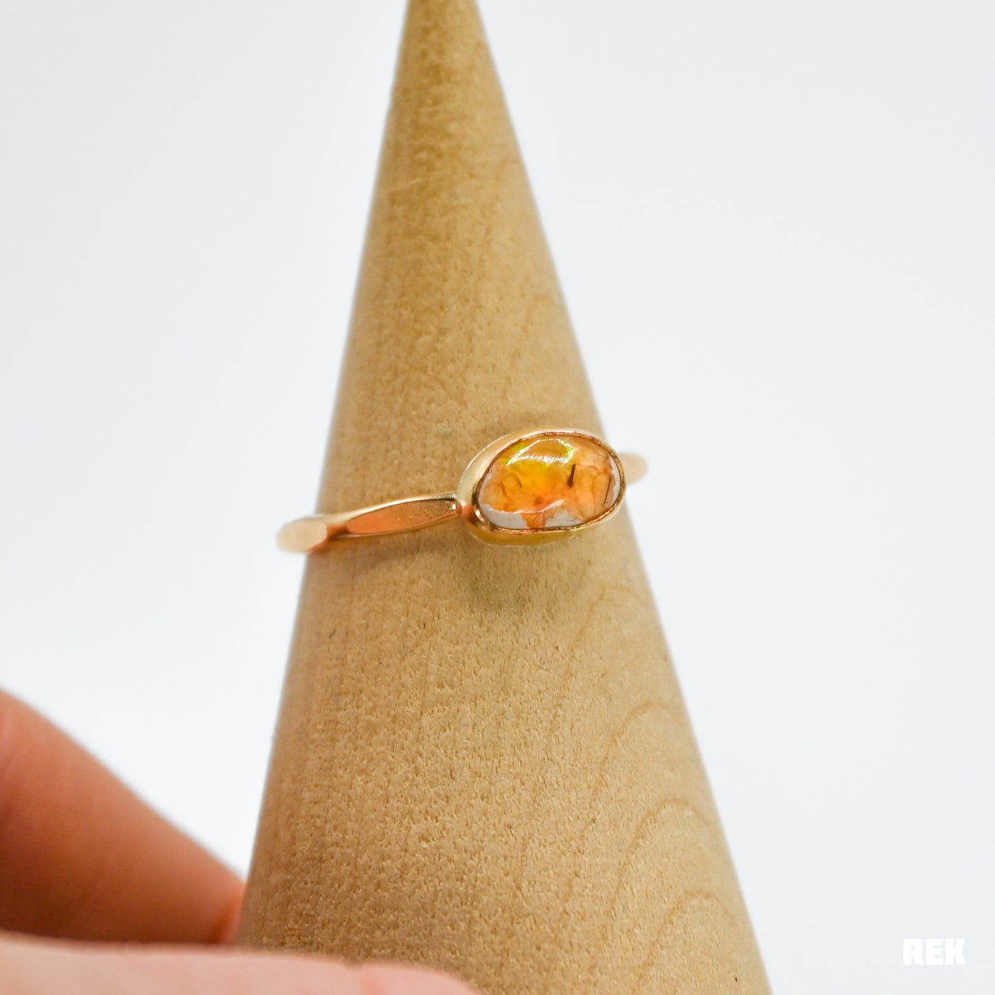 Gold fill Mexican fire opal size 7.25