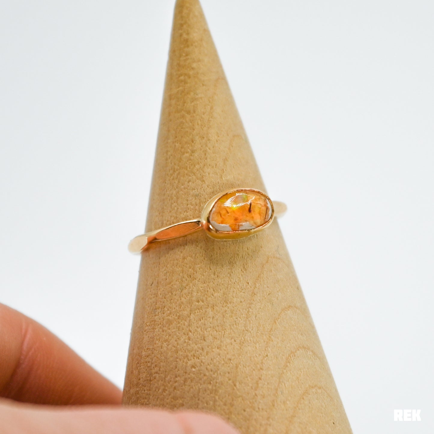 Gold fill Mexican fire opal size 7.25