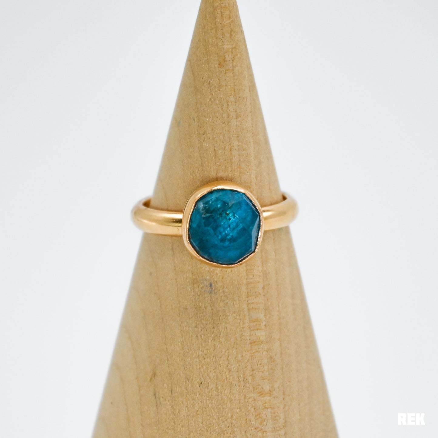 Gold fill rose cut blue apatite size 8.5