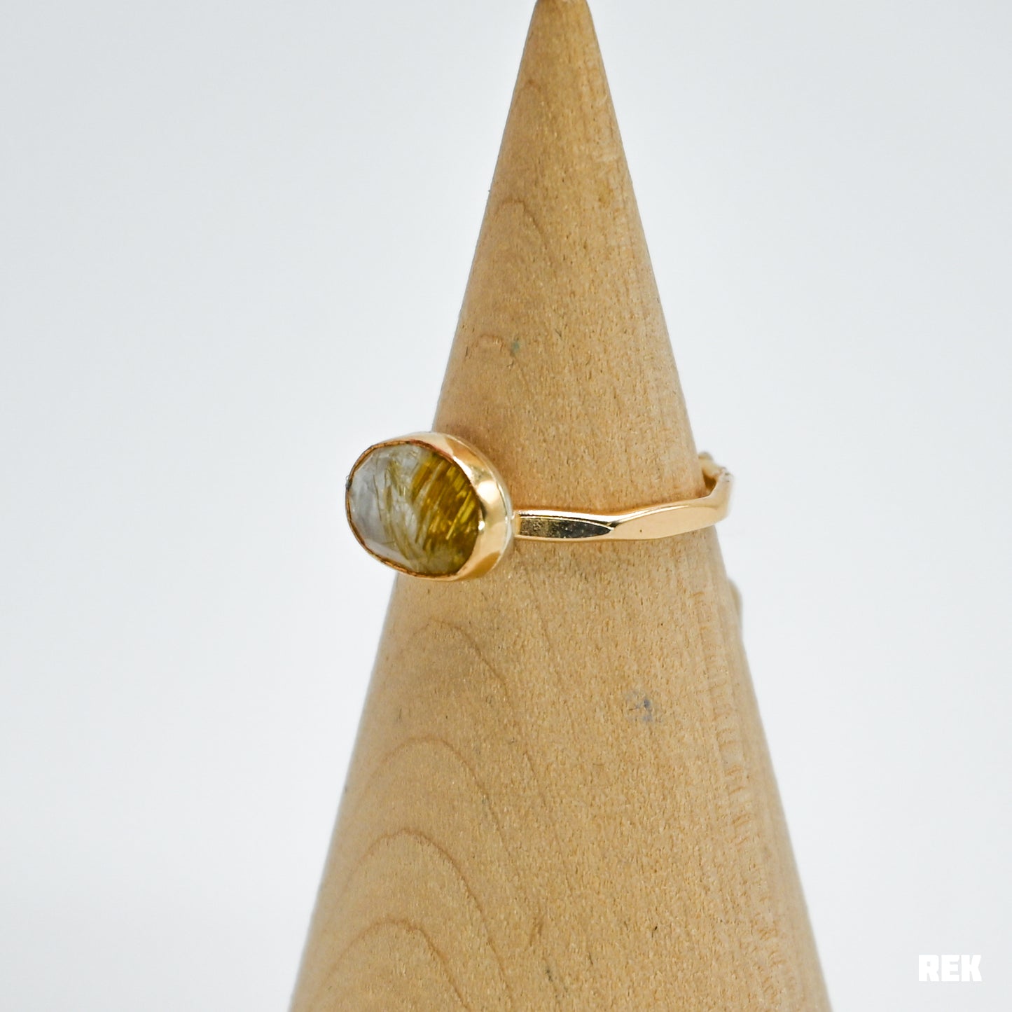 Gold fill rose cut rutile quartz size 6.75