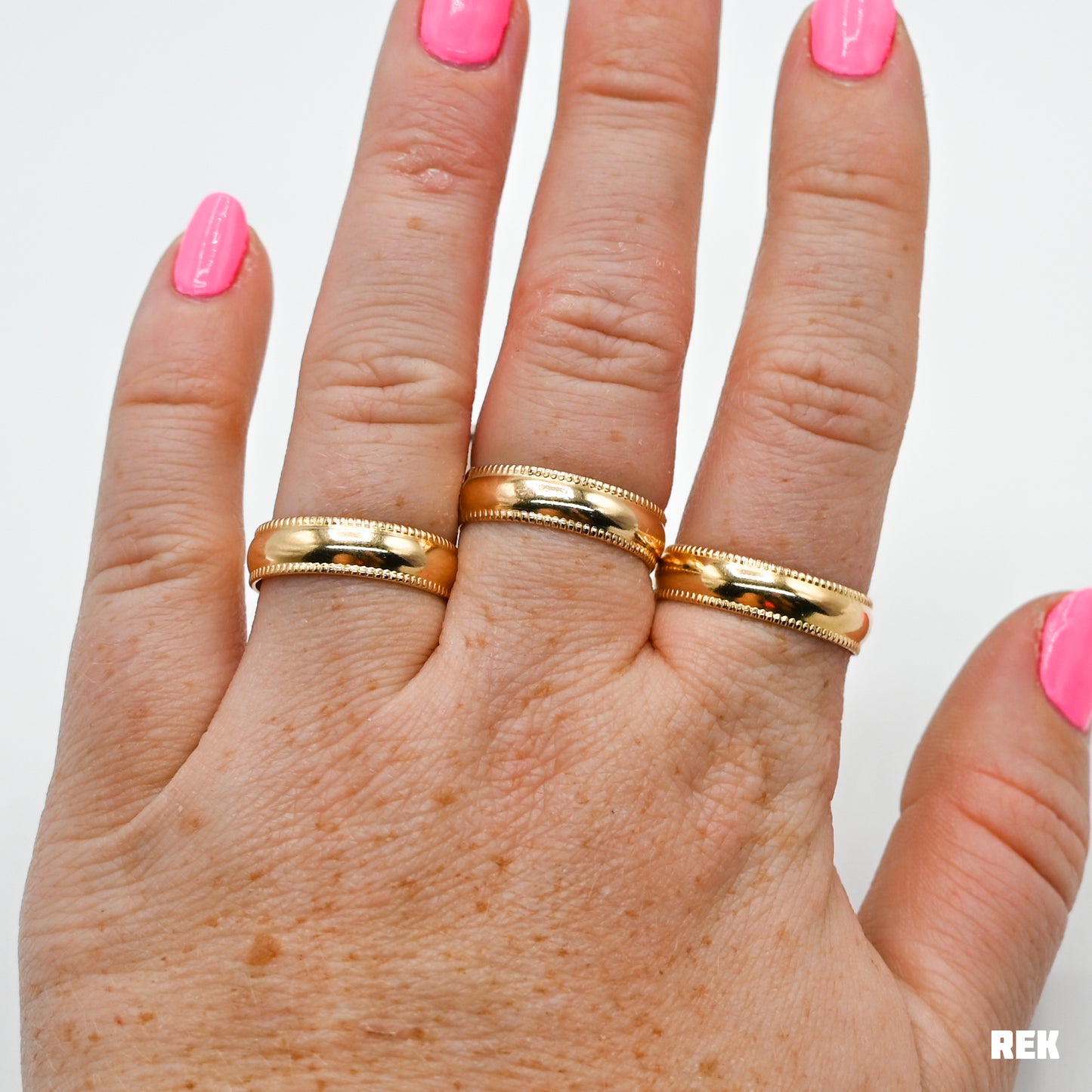 Gold fill thick half round and pattern band