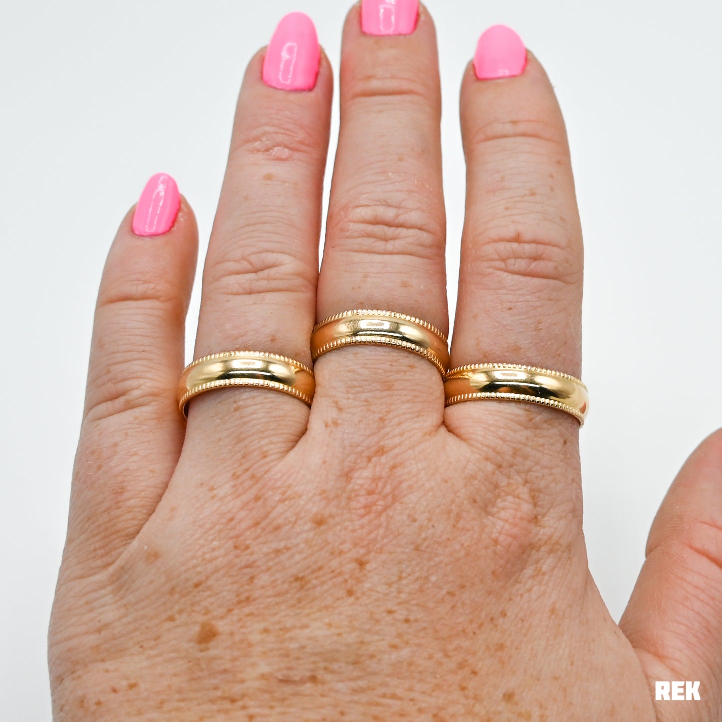 Gold fill thick half round and pattern band