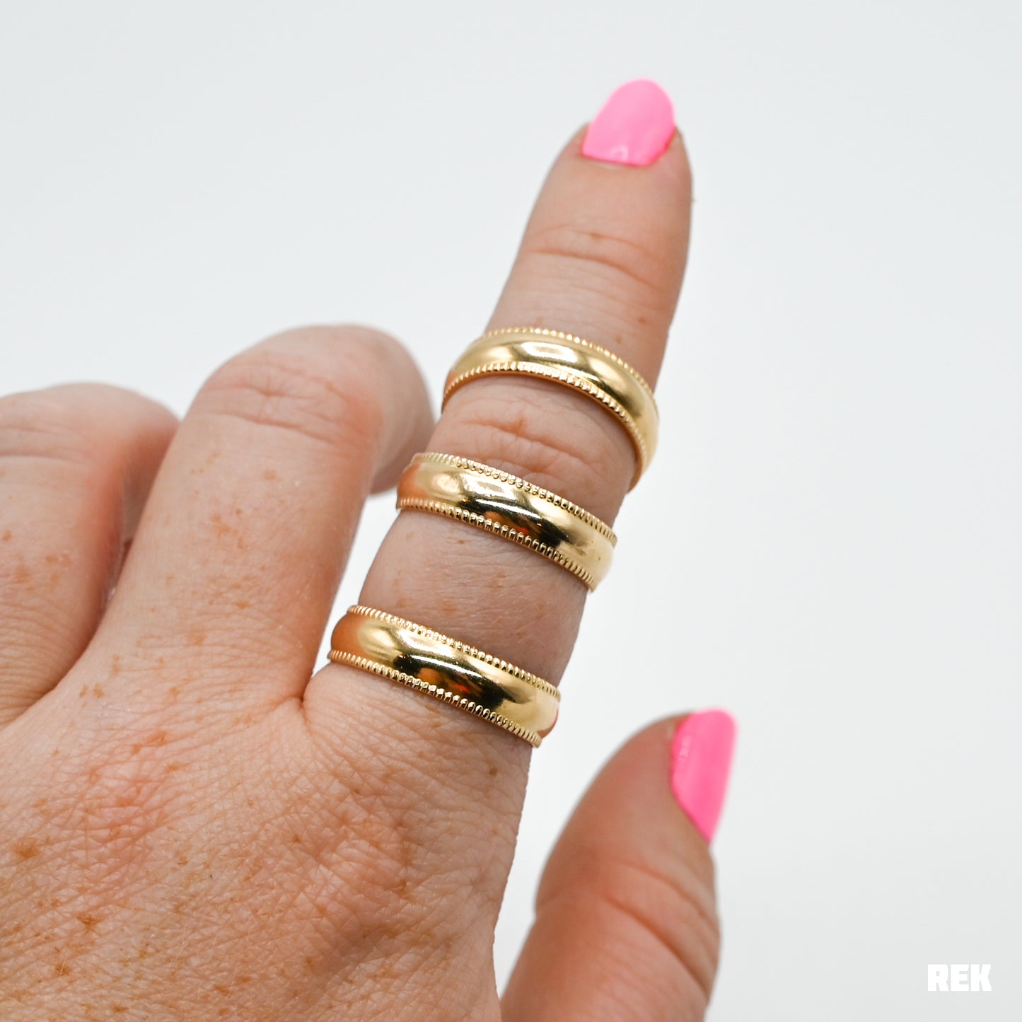 Gold fill thick half round and pattern band