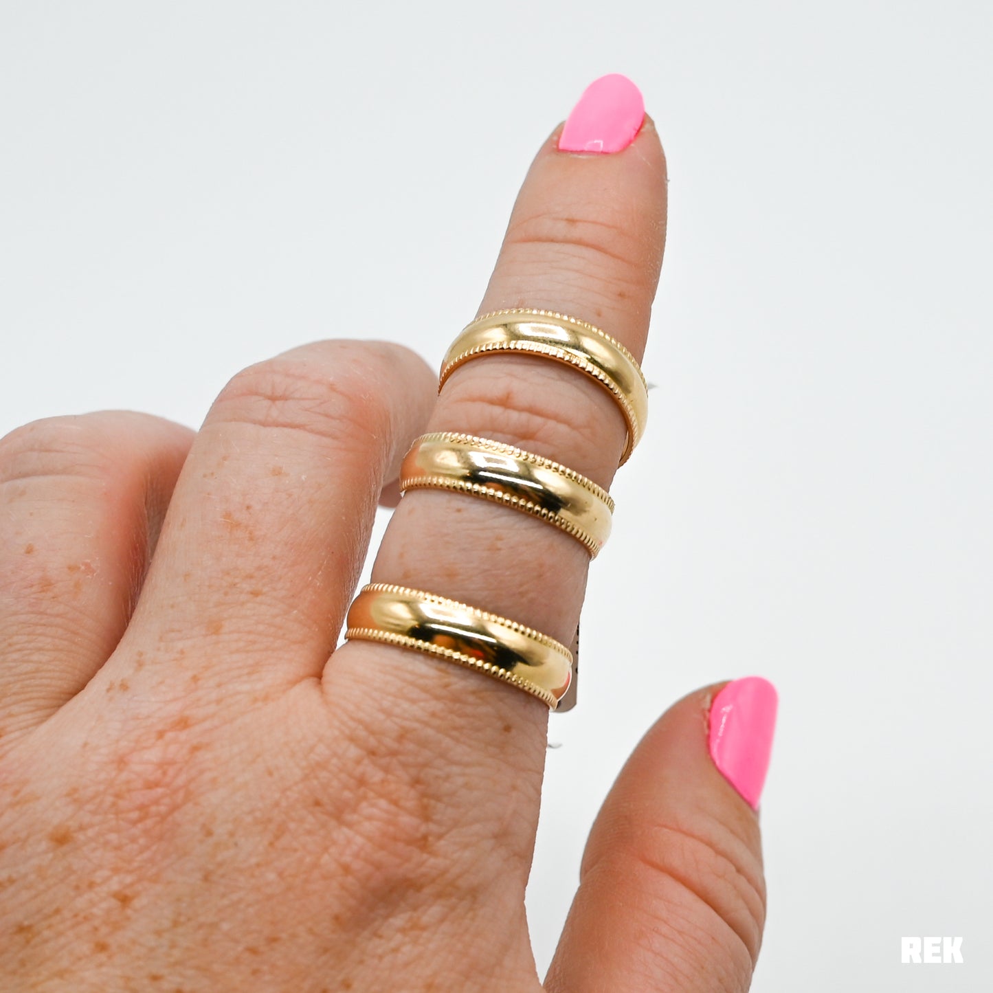 Gold fill thick half round and pattern band