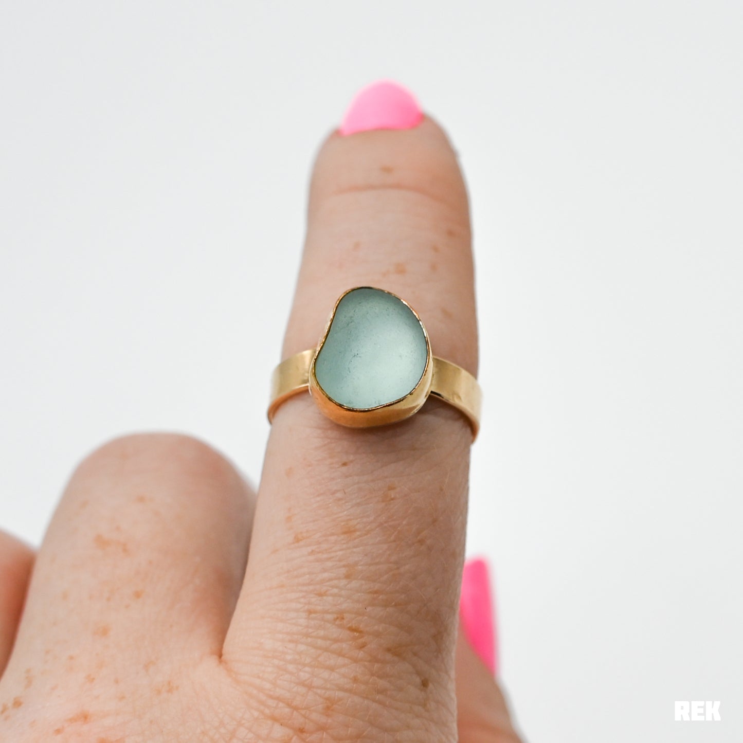Gold fill aqua sea glass size 7.75