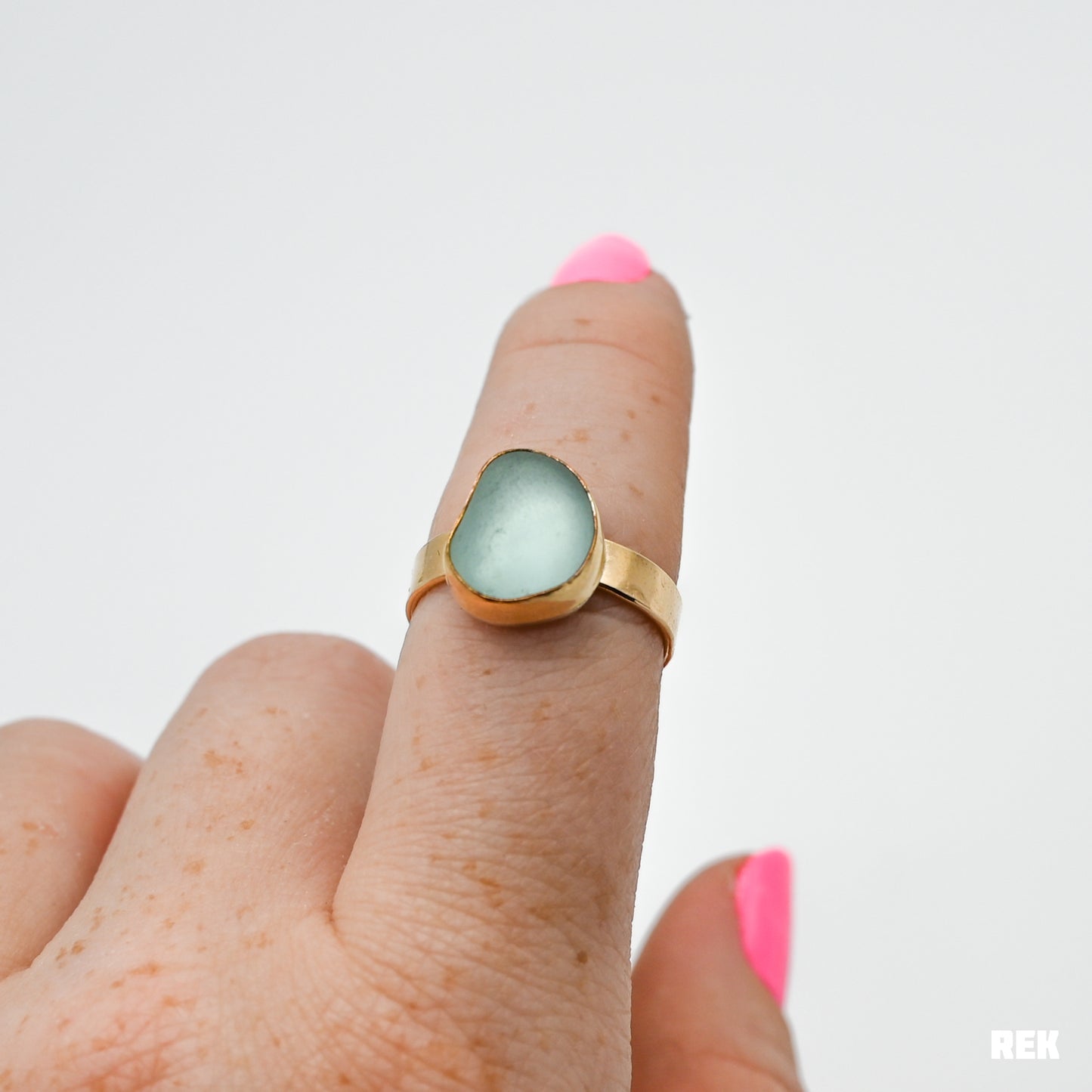 Gold fill aqua sea glass size 7.75