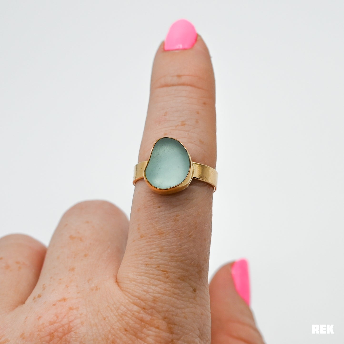 Gold fill aqua sea glass size 7.75