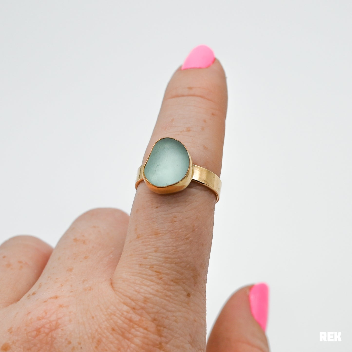 Gold fill aqua sea glass size 7.75