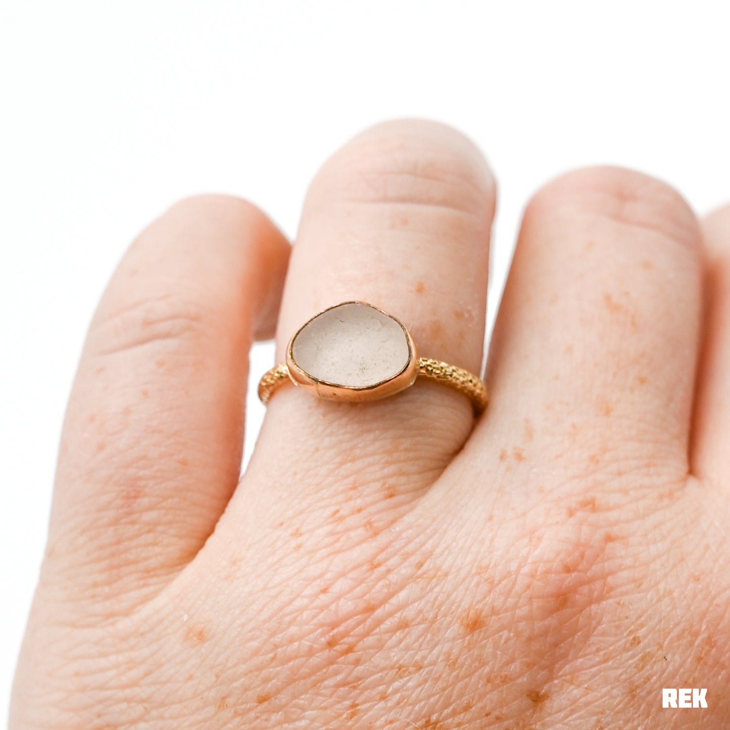 Gold fill pink sea glass size 7.5
