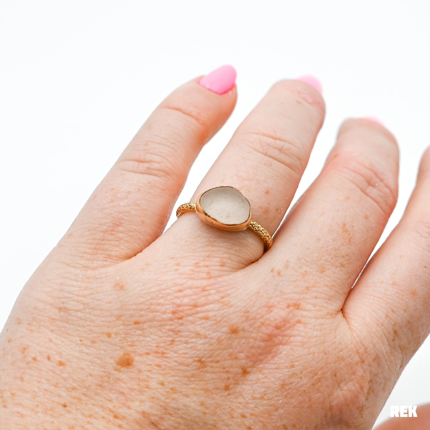 Gold fill pink sea glass size 7.5