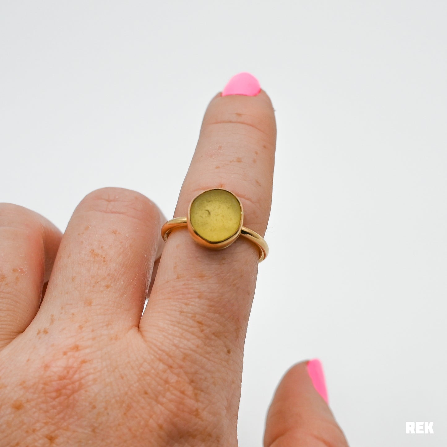 Gold fill yellow sea glass size 7.75