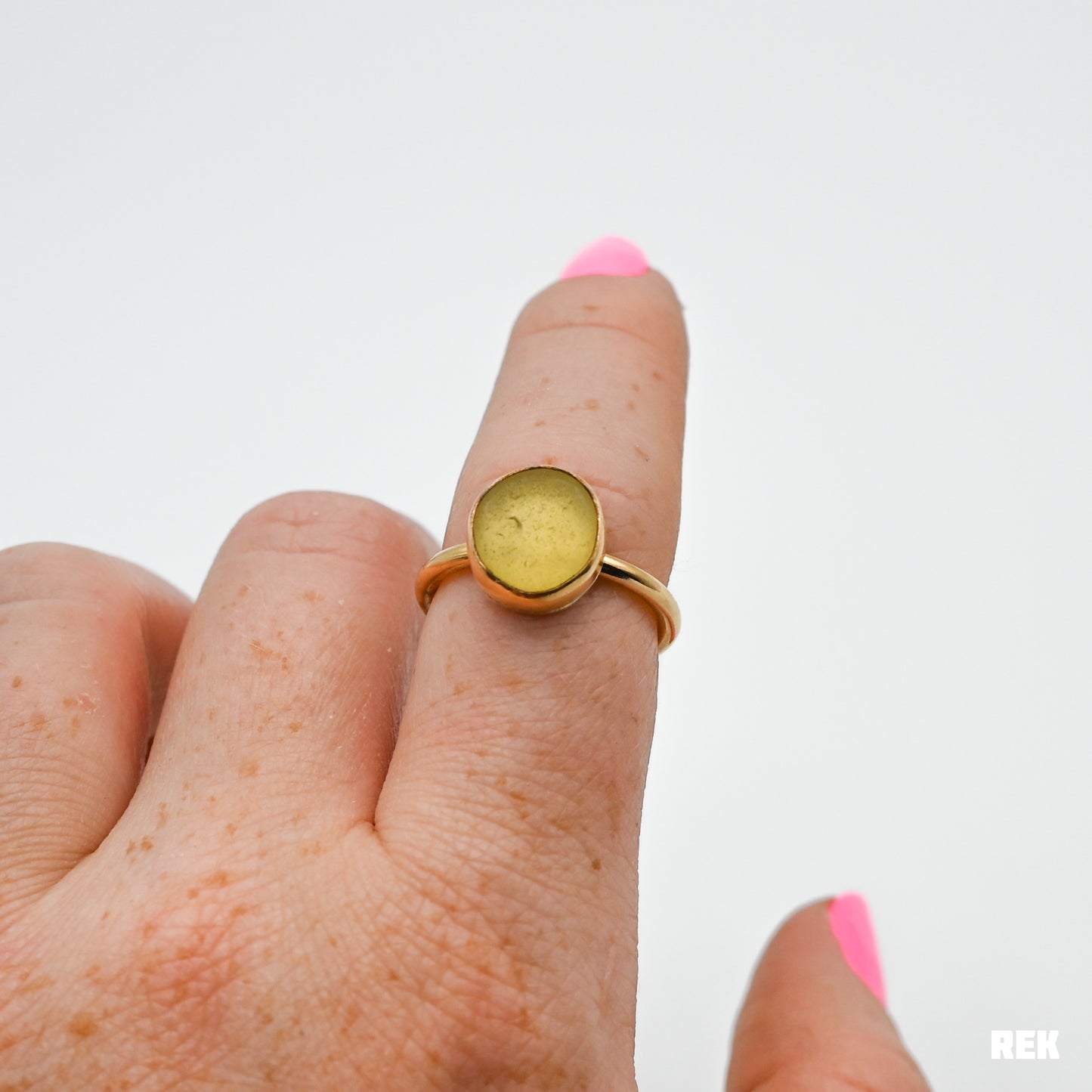 Gold fill yellow sea glass size 7.75
