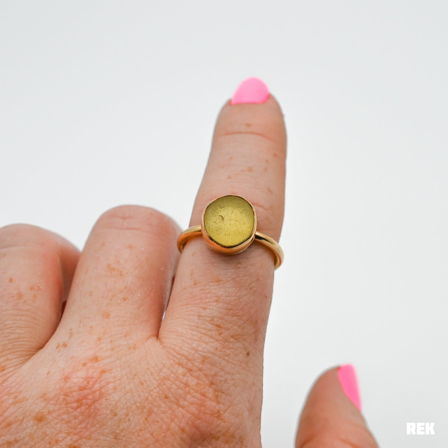 Gold fill yellow sea glass size 7.75