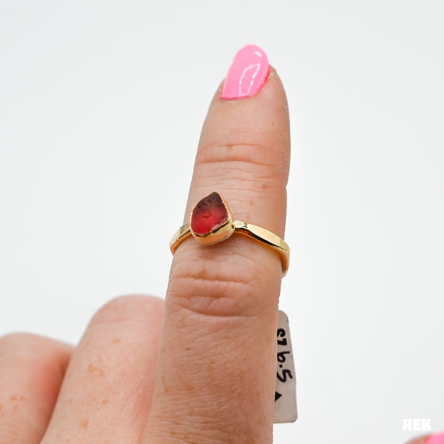 Gold fill multi pink sea glass size 6.5