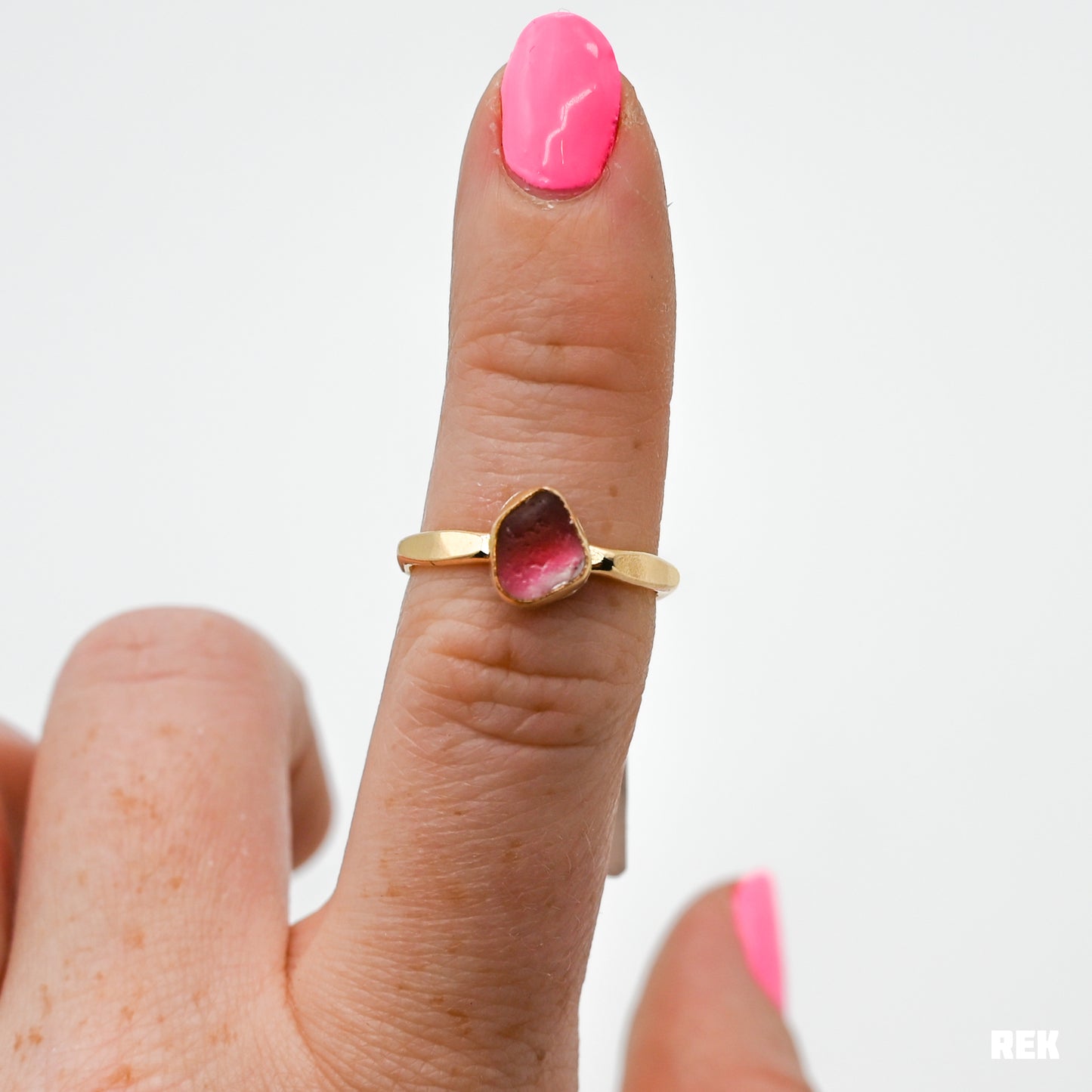 Gold fill multi pink sea glass size 6.5
