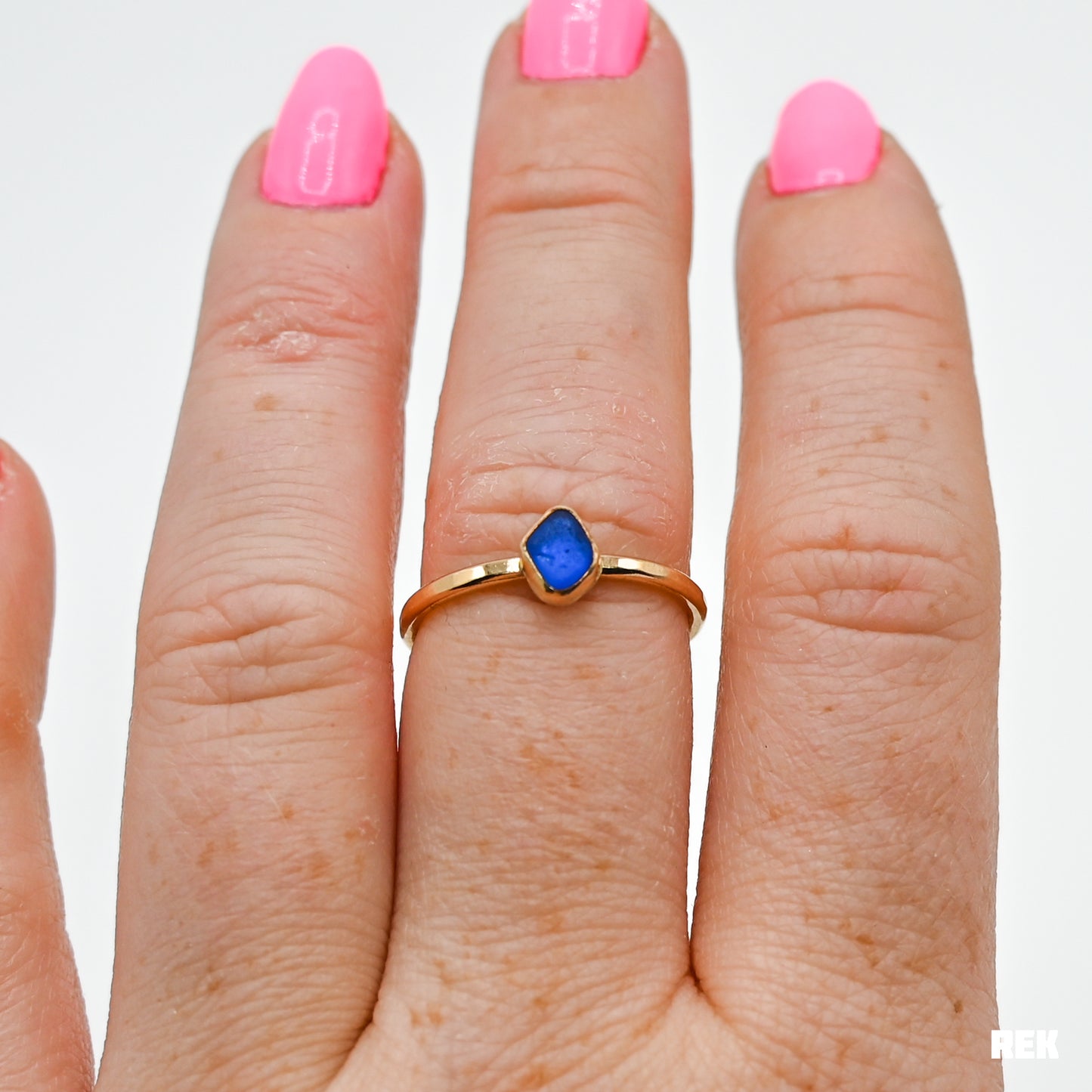 Gold fill small cobalt sea glass size 7.5