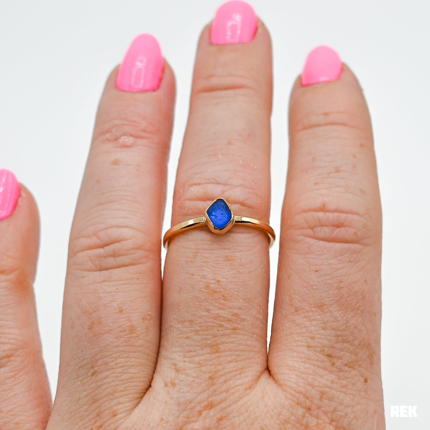 Gold fill small cobalt sea glass size 7.5