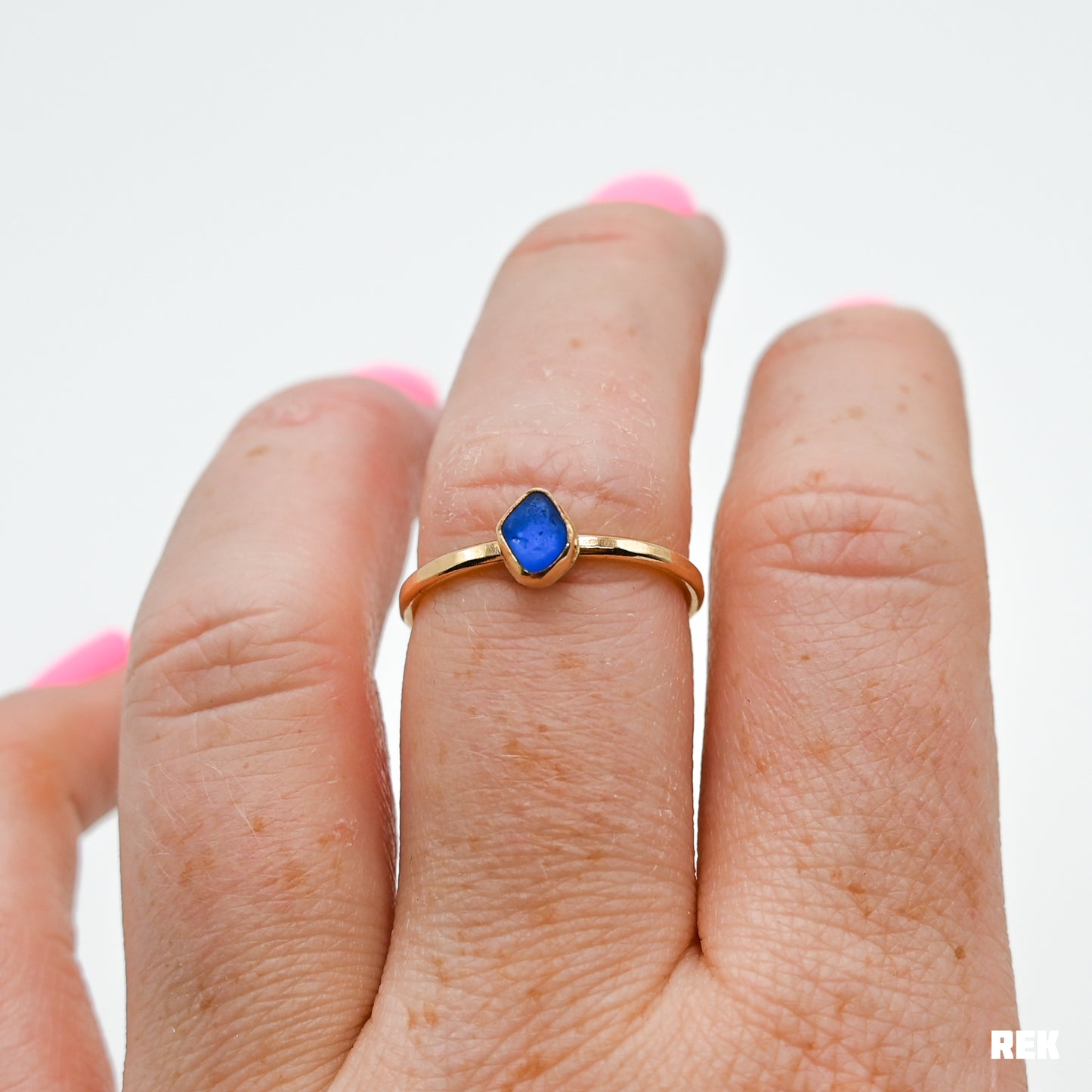 Gold fill small cobalt sea glass size 7.5