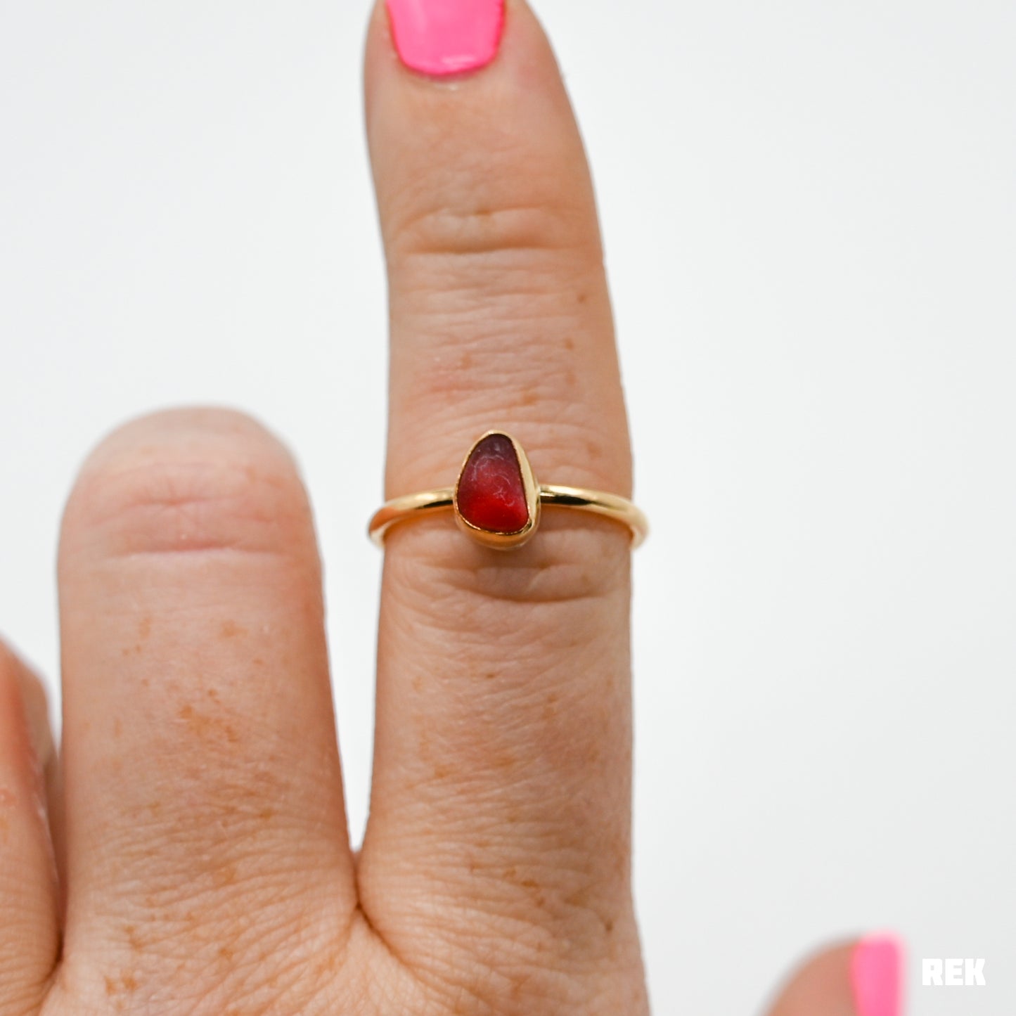 Gold fill red sea glass size 7