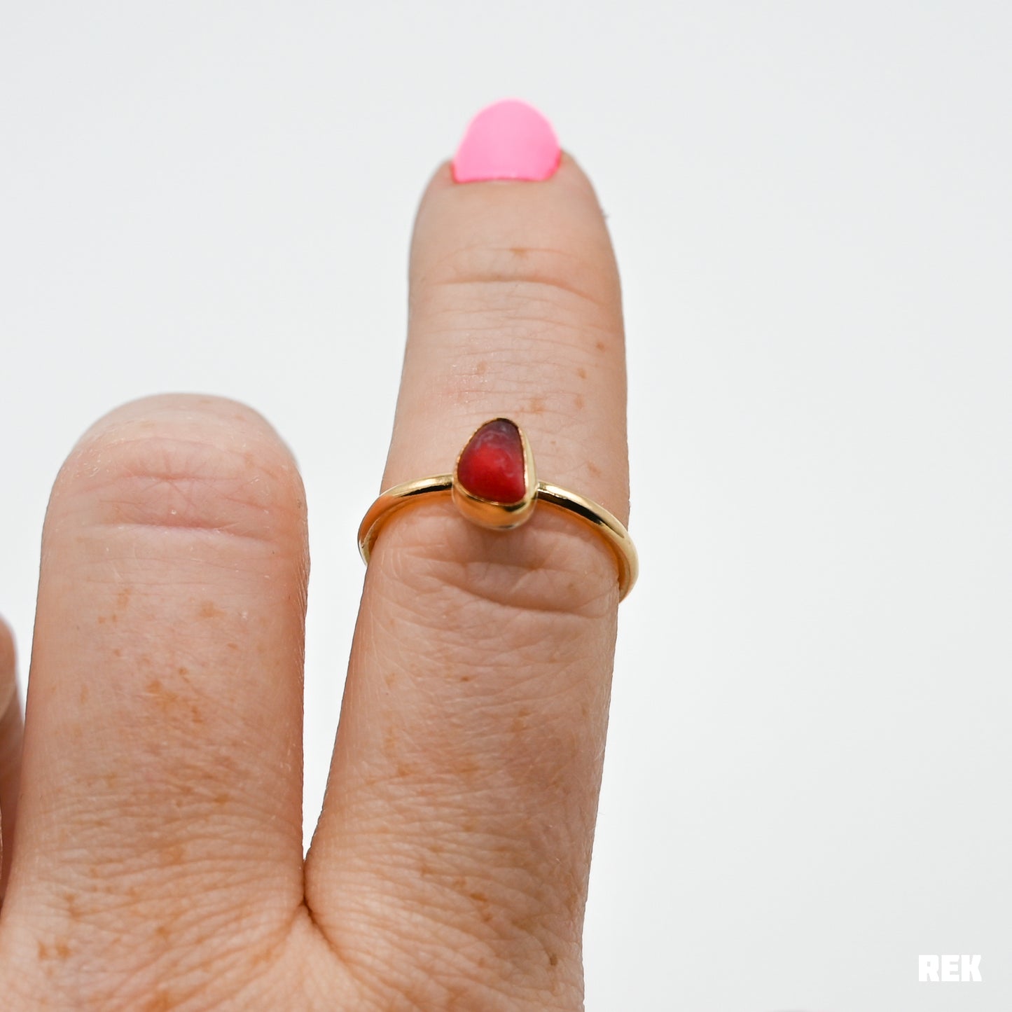 Gold fill red sea glass size 7