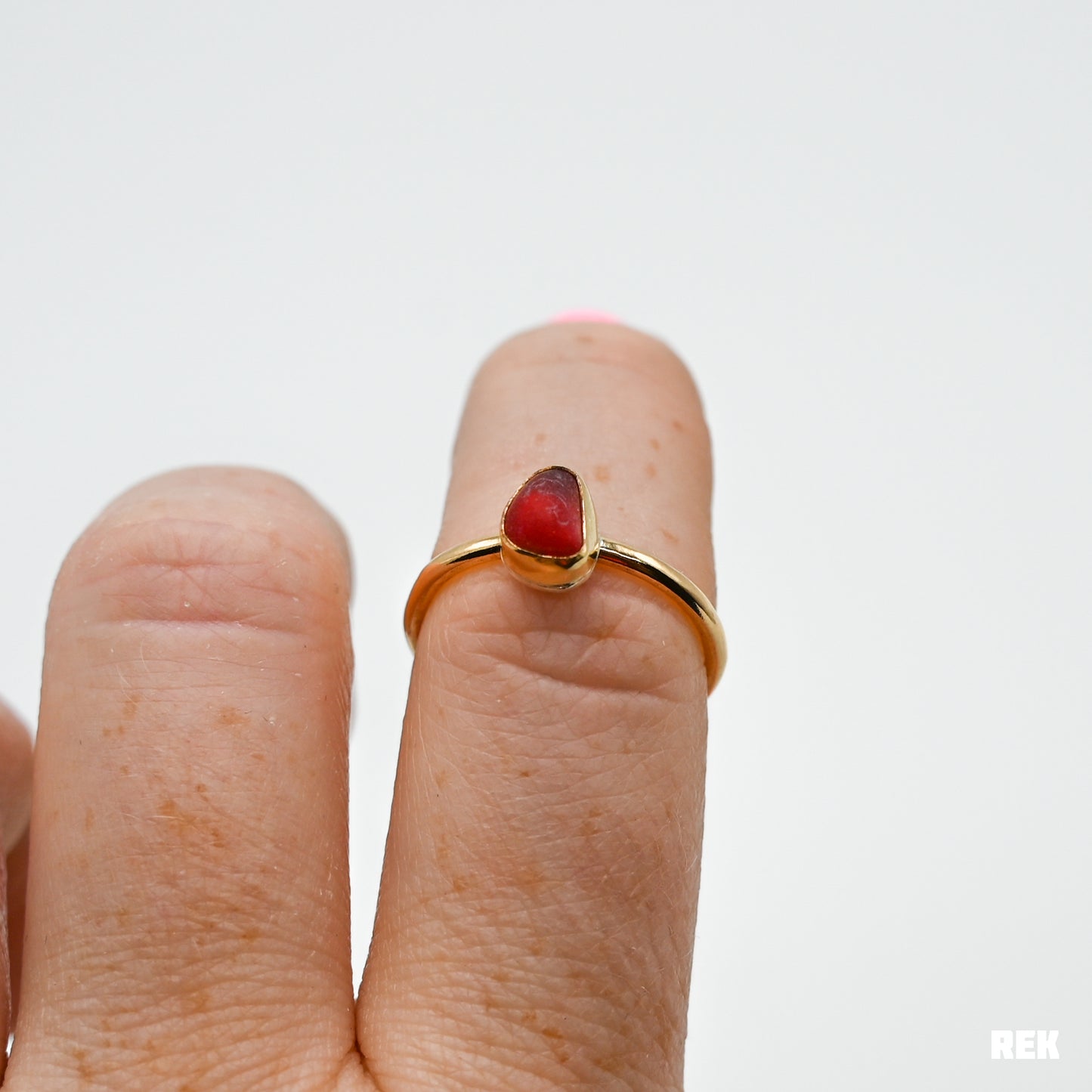 Gold fill red sea glass size 7