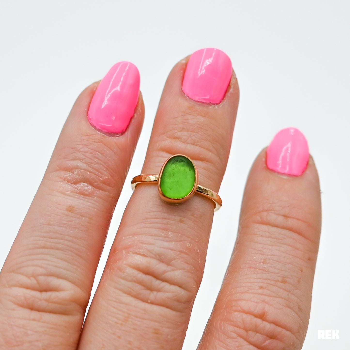 Gold fill green sea glass size 4.5