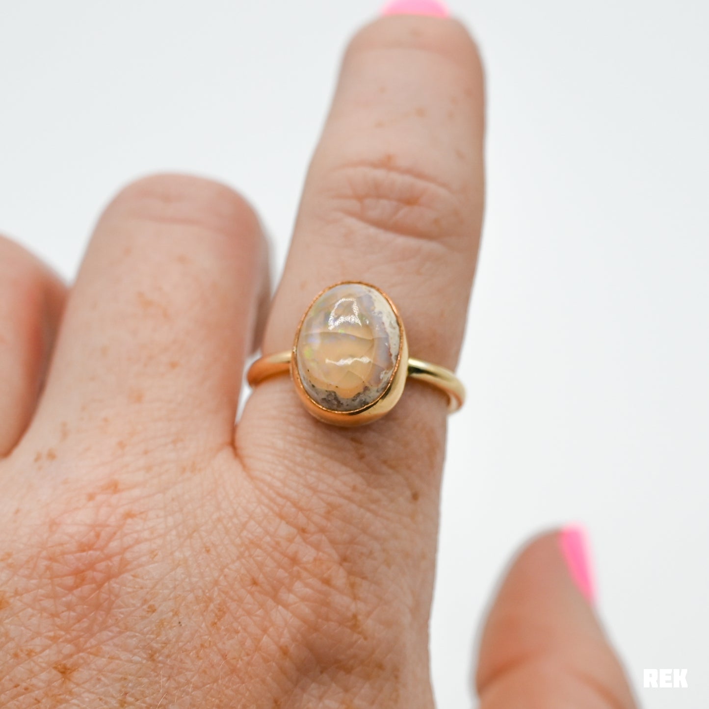 Gold fill Mexican fire opal size 8