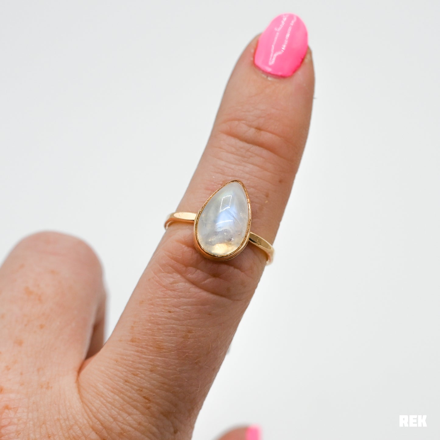 Gold fill rainbow moonstone size 6.5