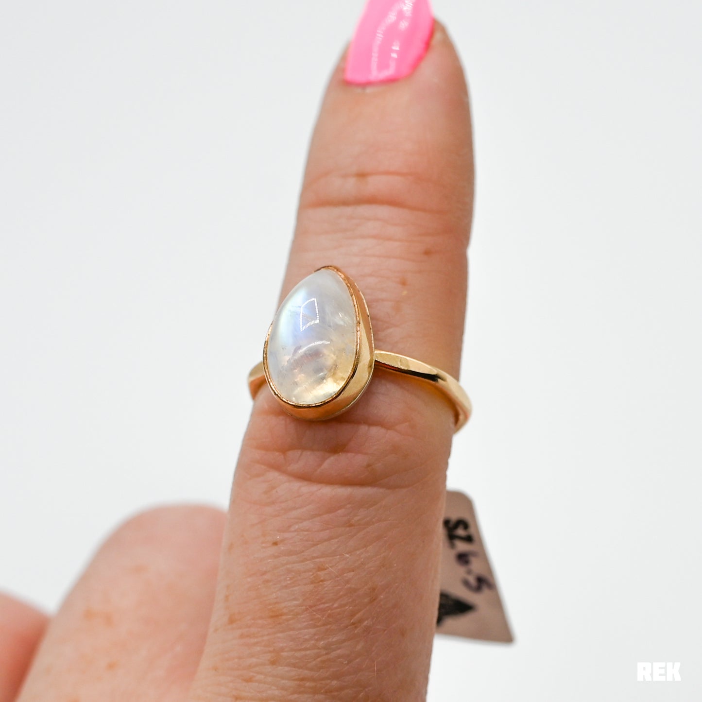 Gold fill rainbow moonstone size 6.5