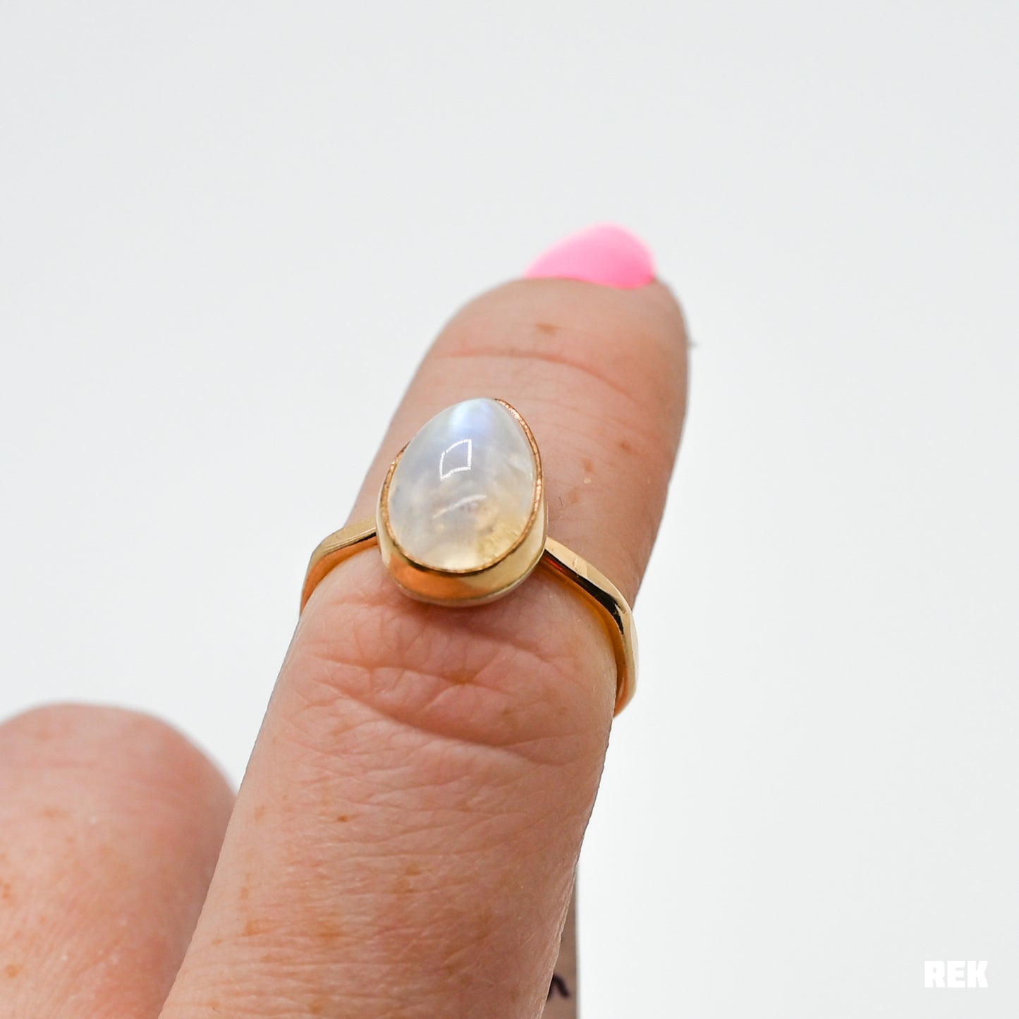 Gold fill rainbow moonstone size 6.5